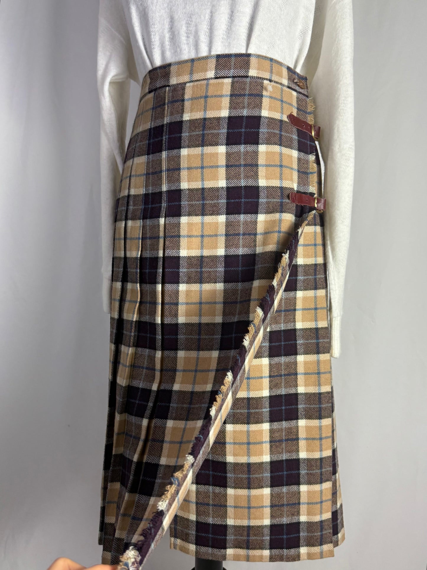 Gonna tartan a portafoglio con fibbie in pelle - TG. 38/40