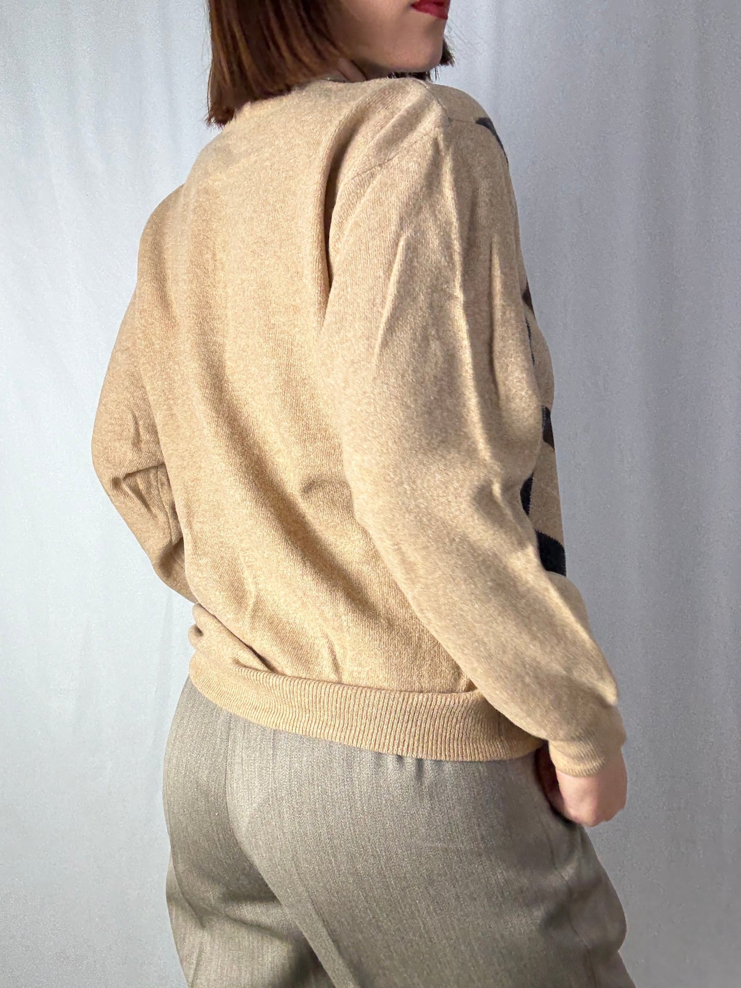 Maglione fantasia Argyle beige - TG. 40-44