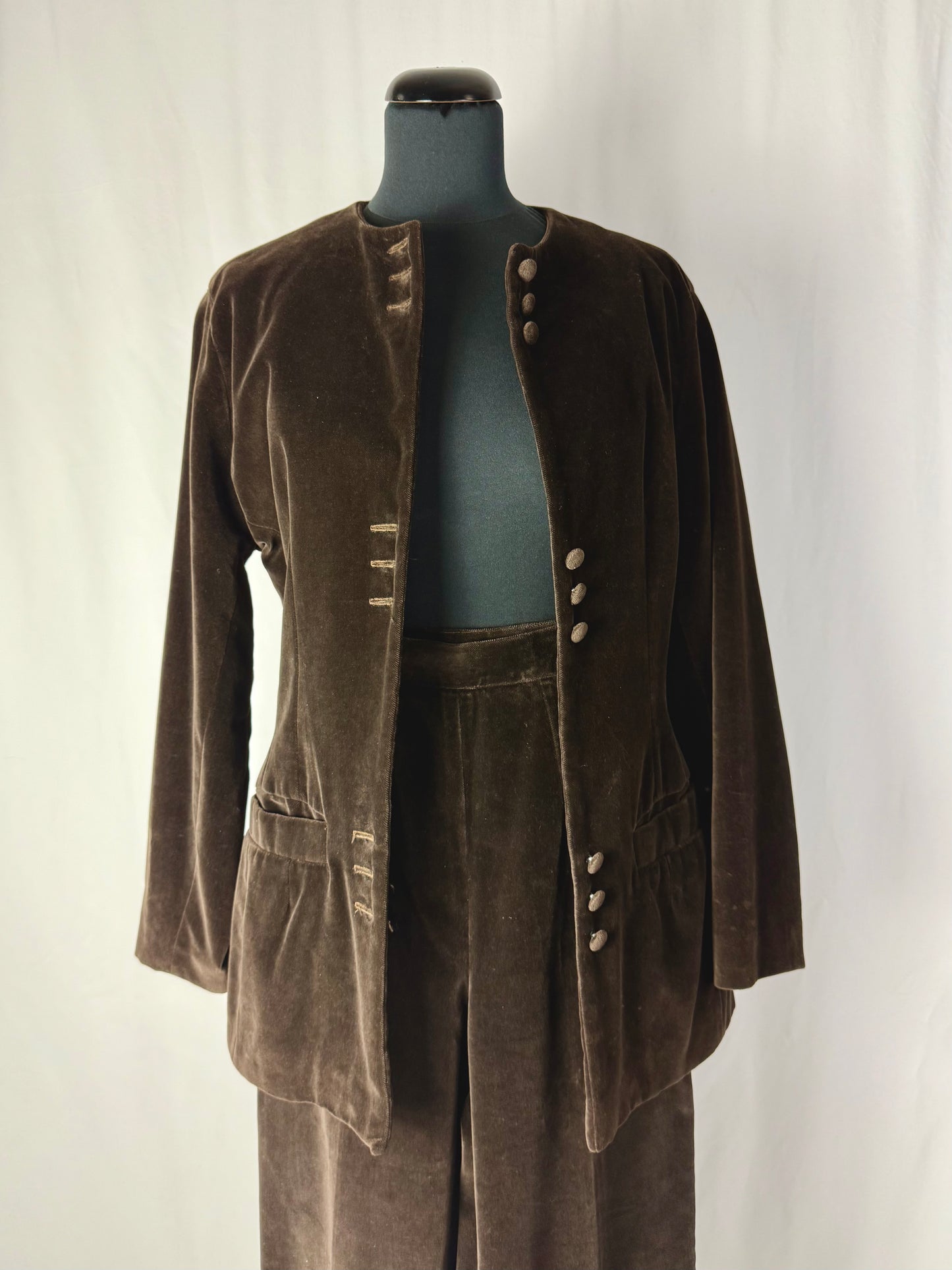 Completo in velluto di cotone marrone fondente - TG. 38