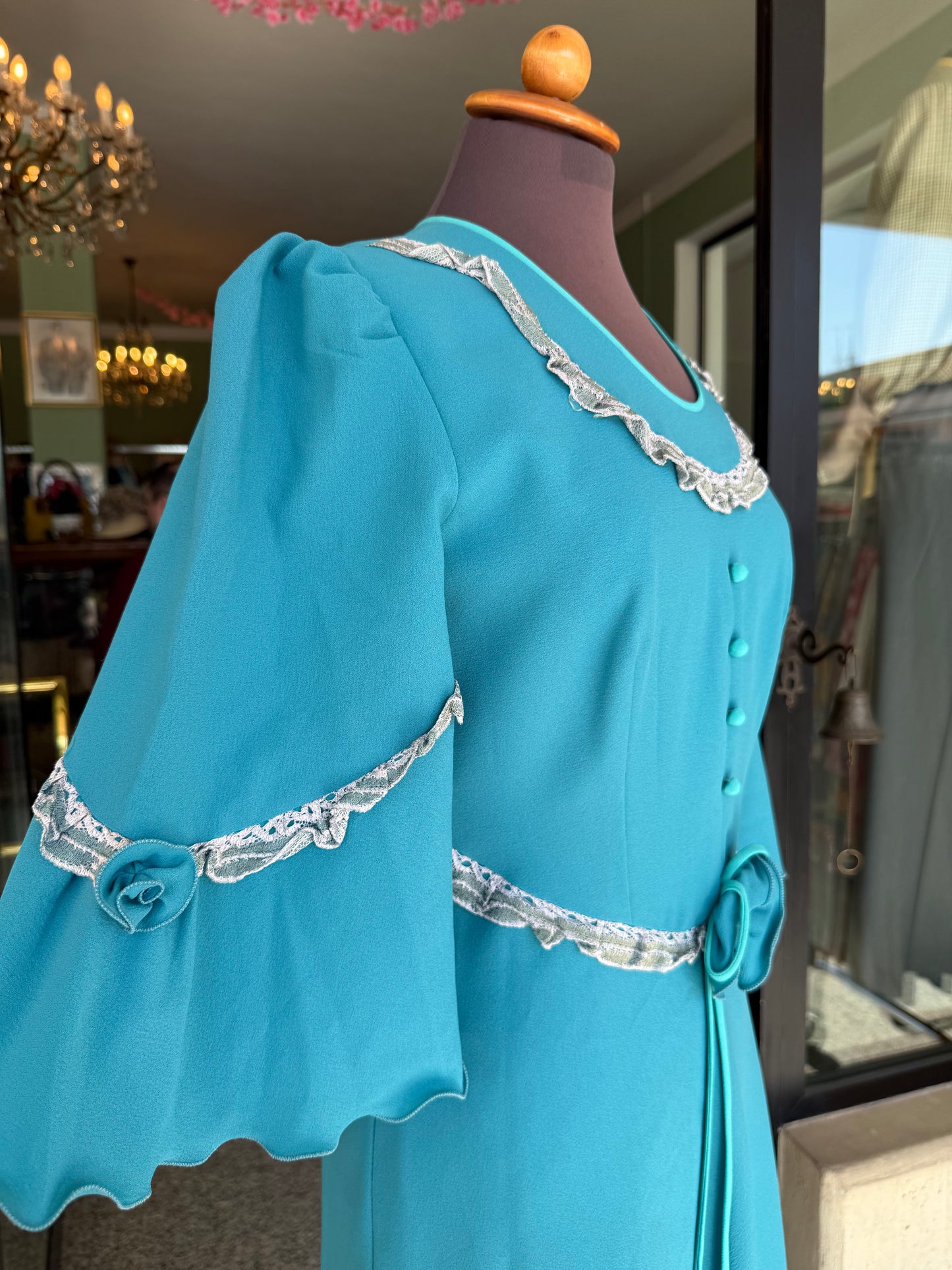 Maxi dress anni ‘70 turchese - TG. 40