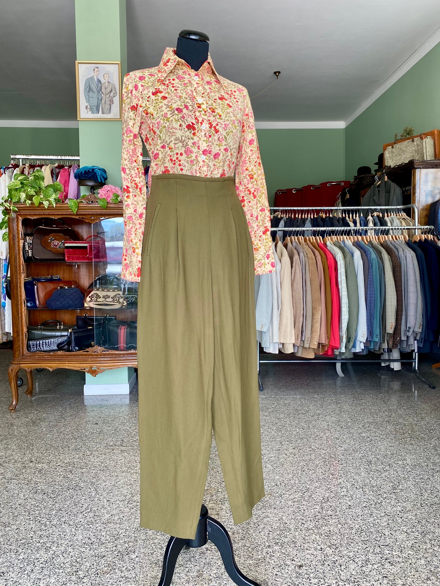 Pantaloni anni ‘80 cachi - TG. 38