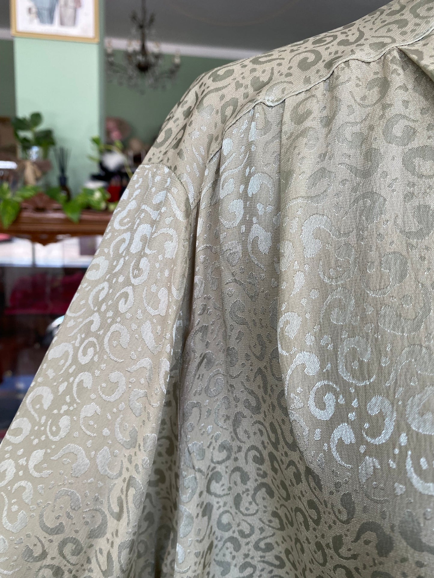 Camicia verde salvia in misto seta - TG. 48/50