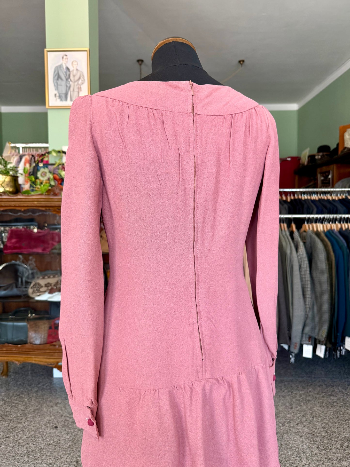 Abito rosa anni ‘60 con balze - TG. 40