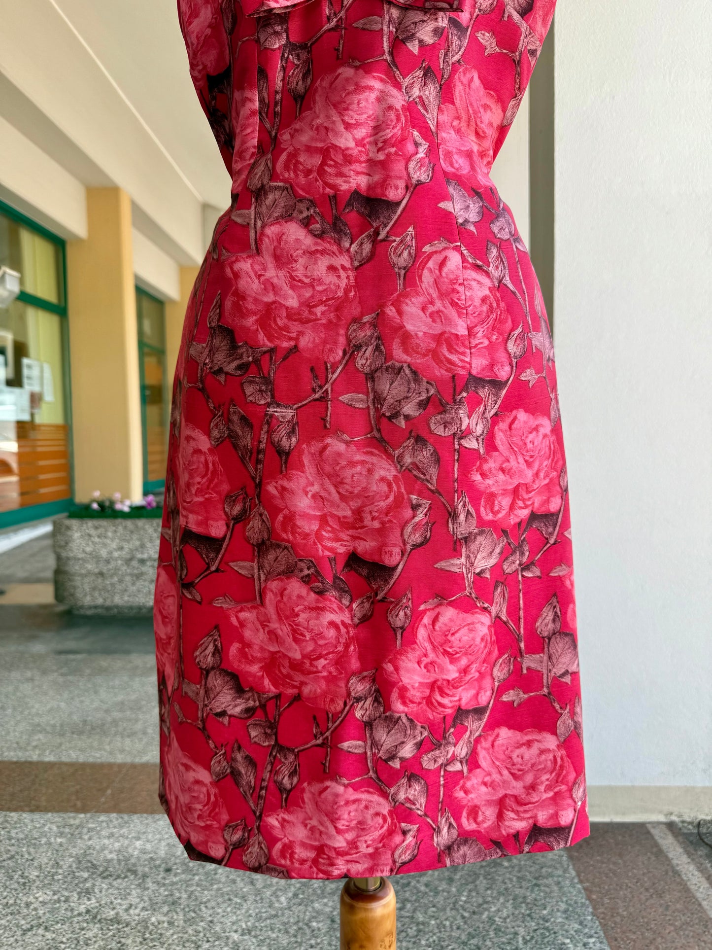 Abito + giacchino anni ‘60 con rose - TG. 38