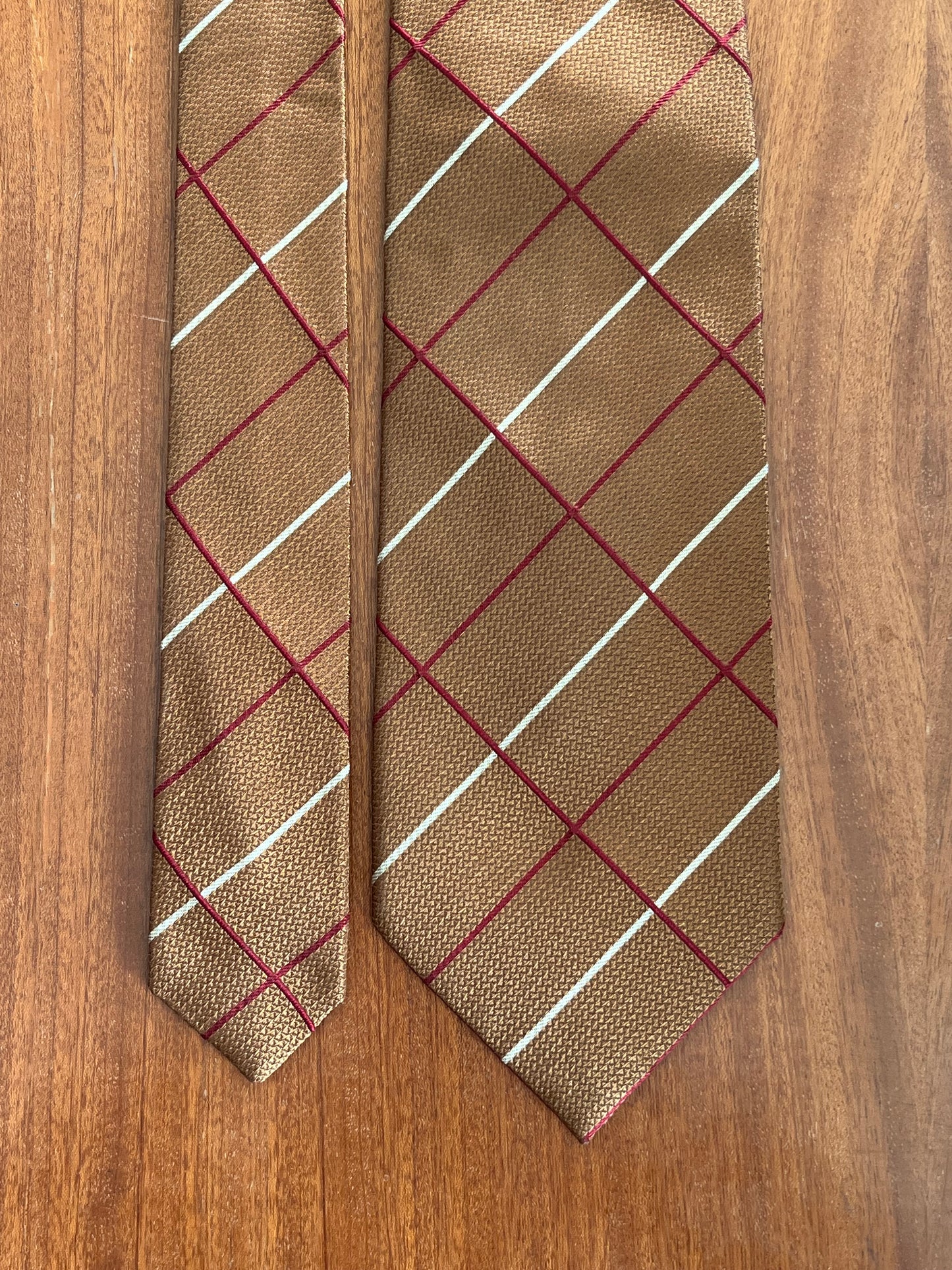 Cravatta anni ‘80 caramello a quadri