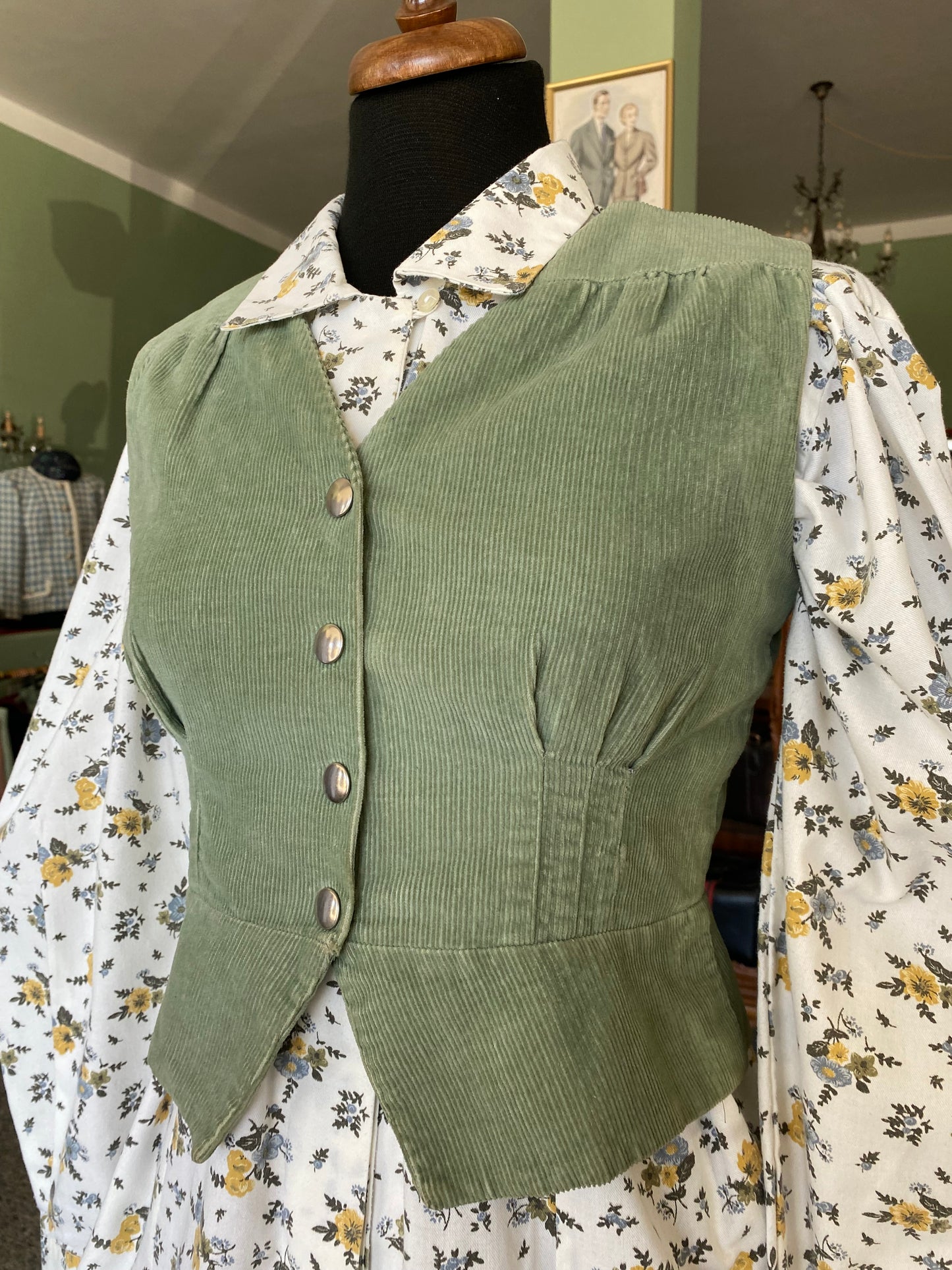 Completo gilet + gonna verde salvia - TG. 38