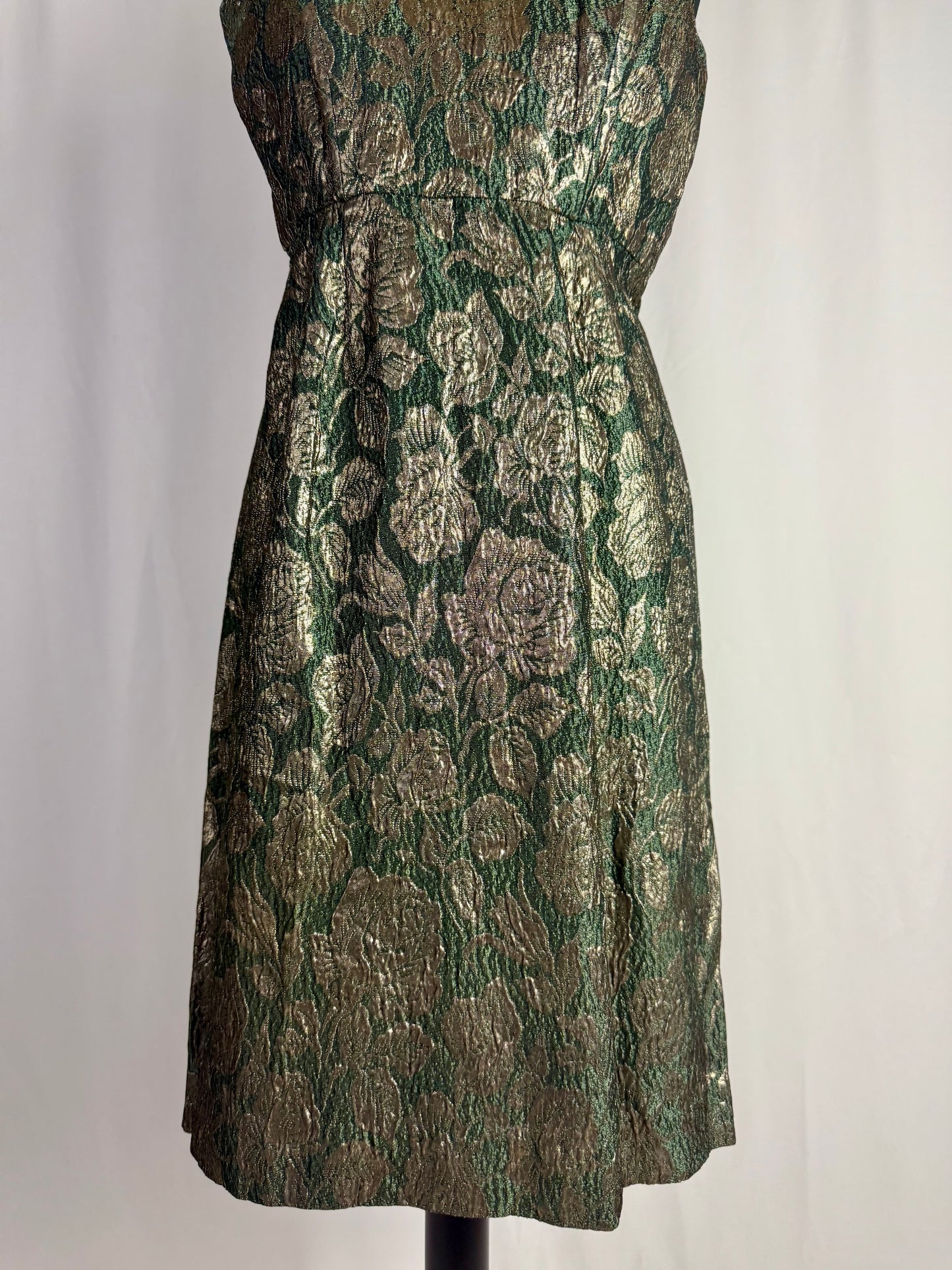 Abito anni ‘60 in broccato verde e oro - TG. 38