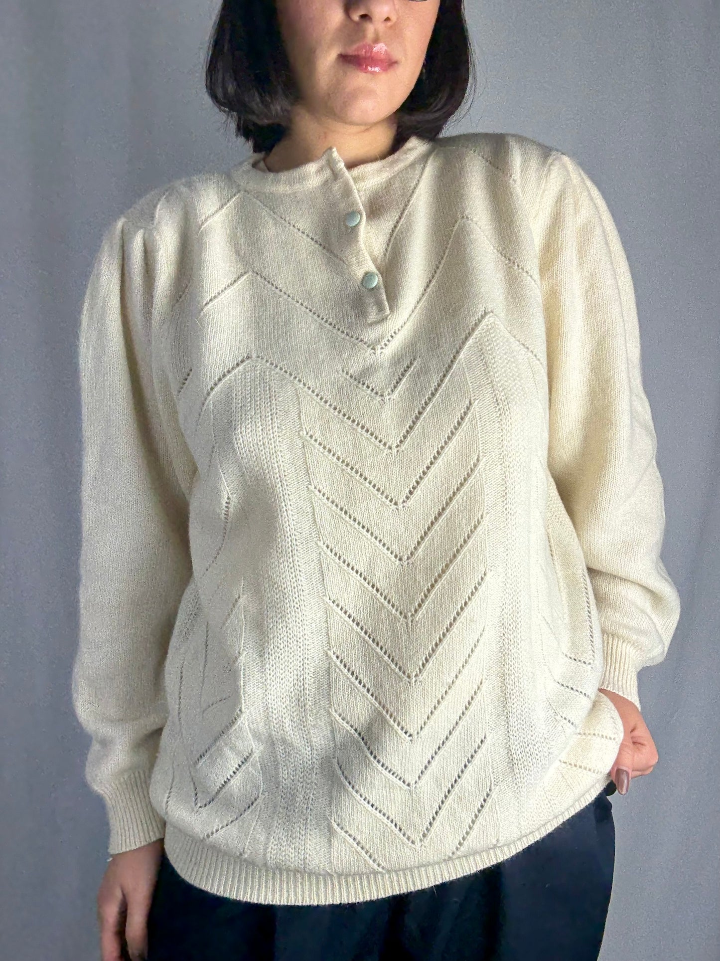 Maglione in lana con motivo a spina di pesce - TG. 42-46