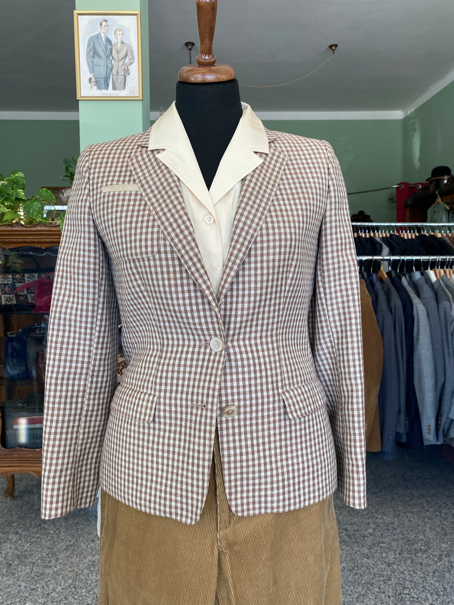 Giacca a quadri in lana misti lino - TG. 40/42