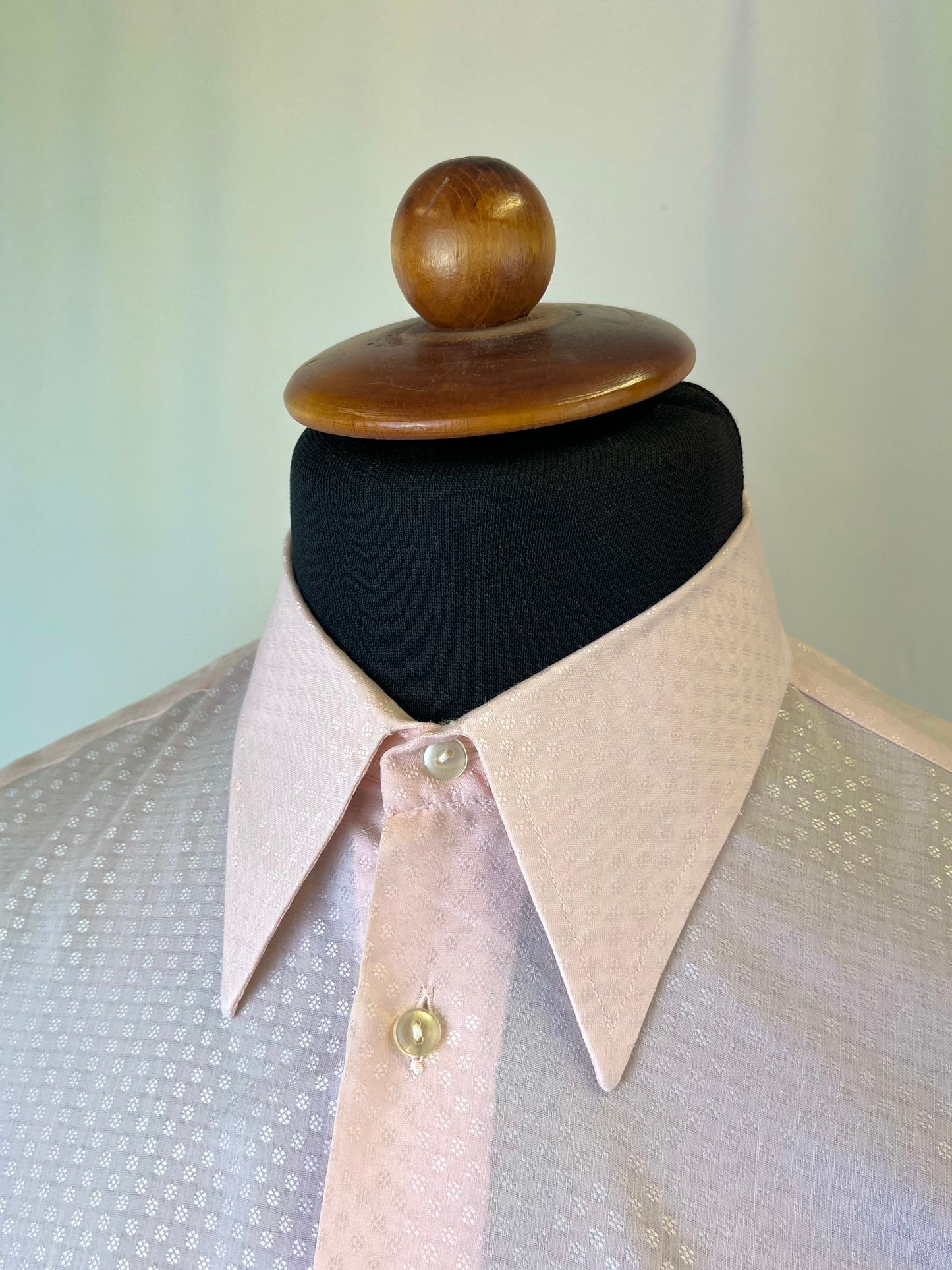 Camicia anni ‘70 rosa microfantasia tg. S-M