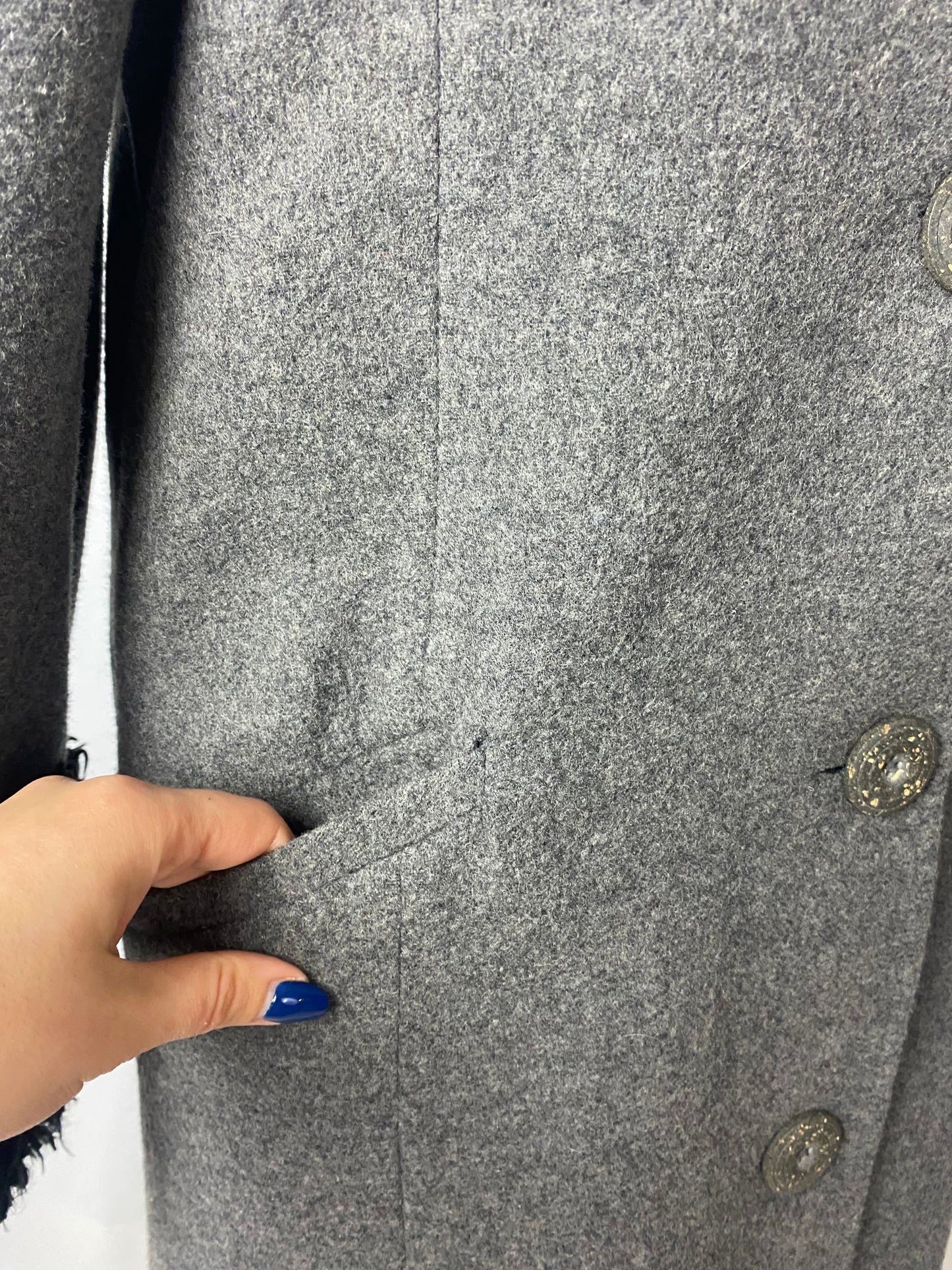 Cappotto lungo grigio in lana - TG. 42/44