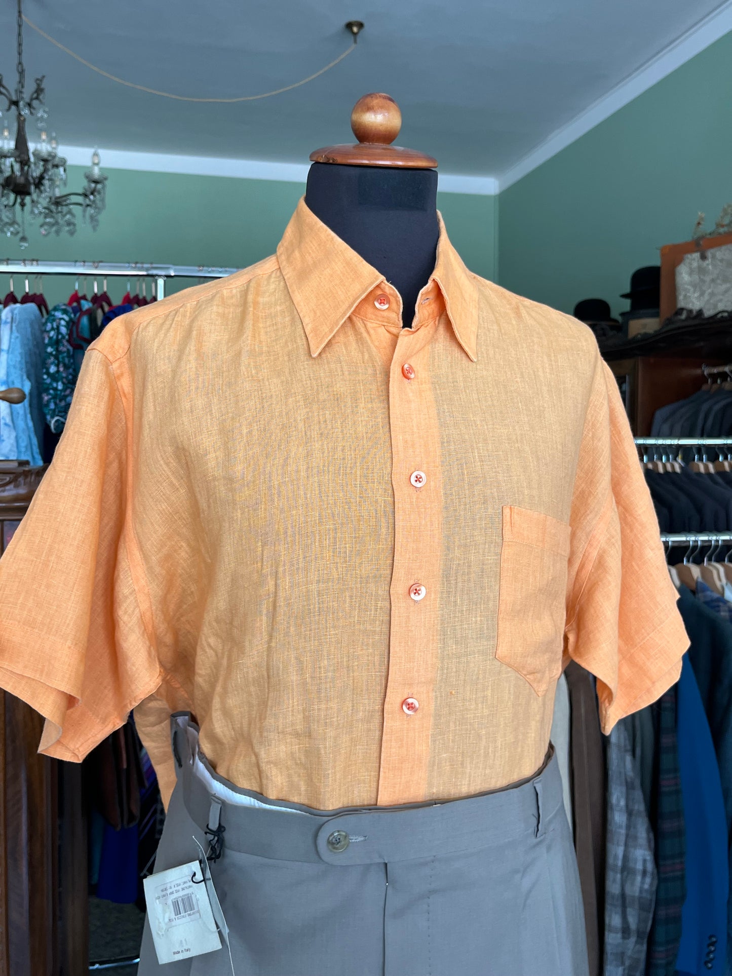 Camicia a maniche corte lino L-XL