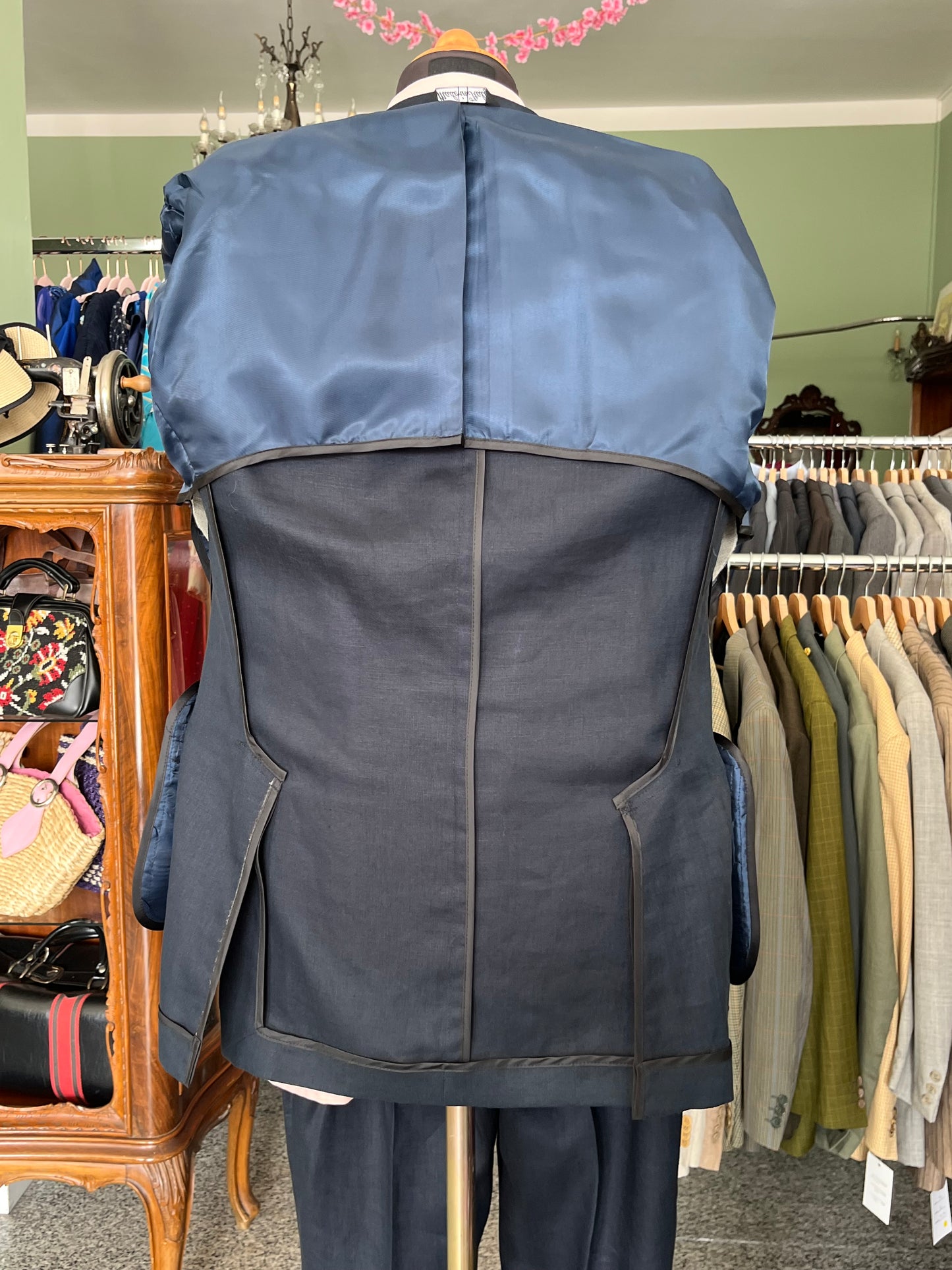 Completo in lino blu NOS tg. 48