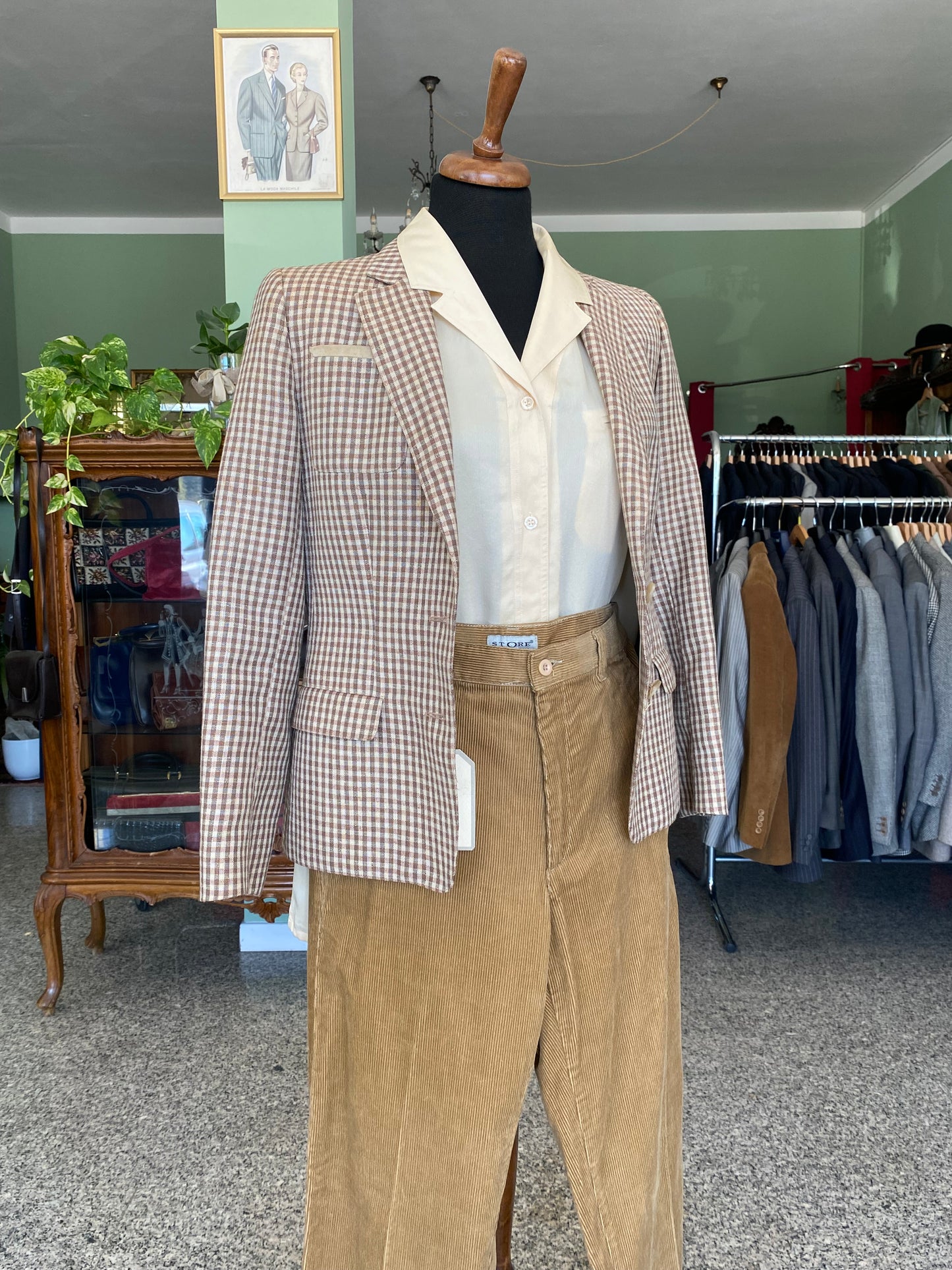 Giacca a quadri in lana misti lino - TG. 40/42