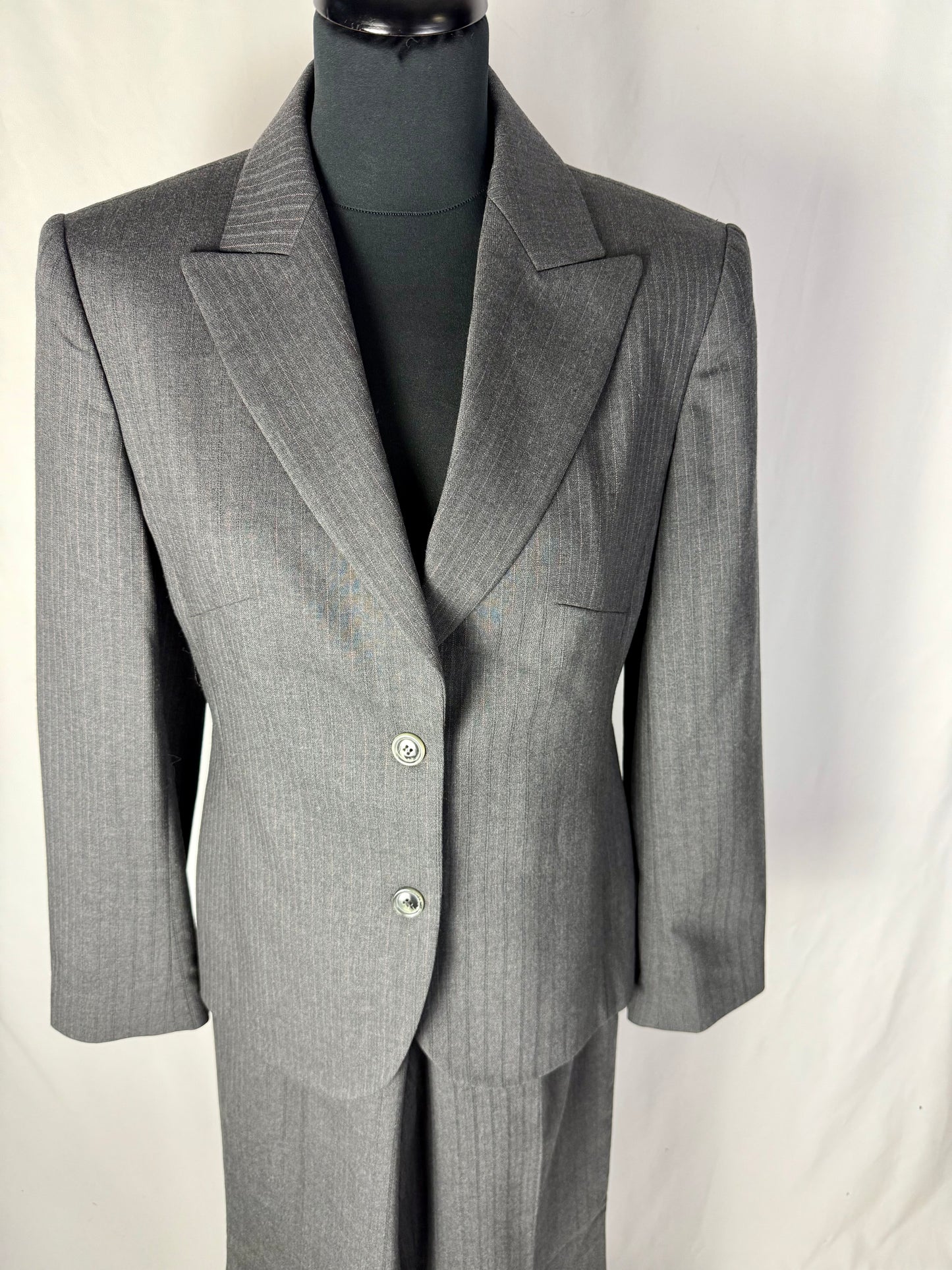 Tailleur in lana grigio gessato - TG. 40