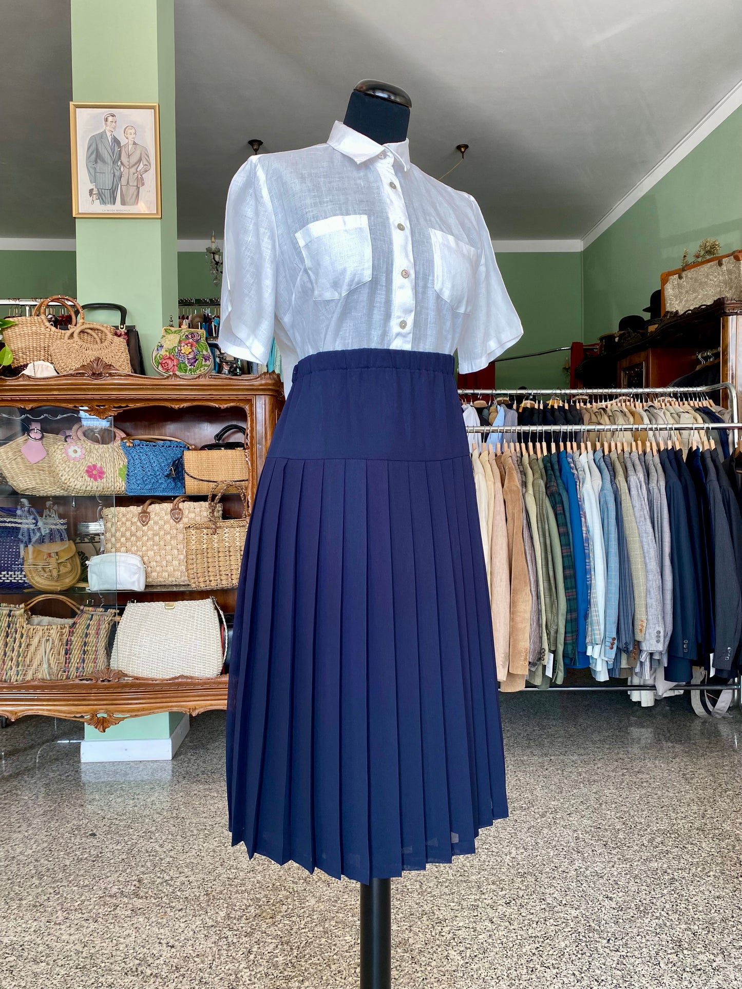 Gonna classica blu plissettata - TG. 50/52