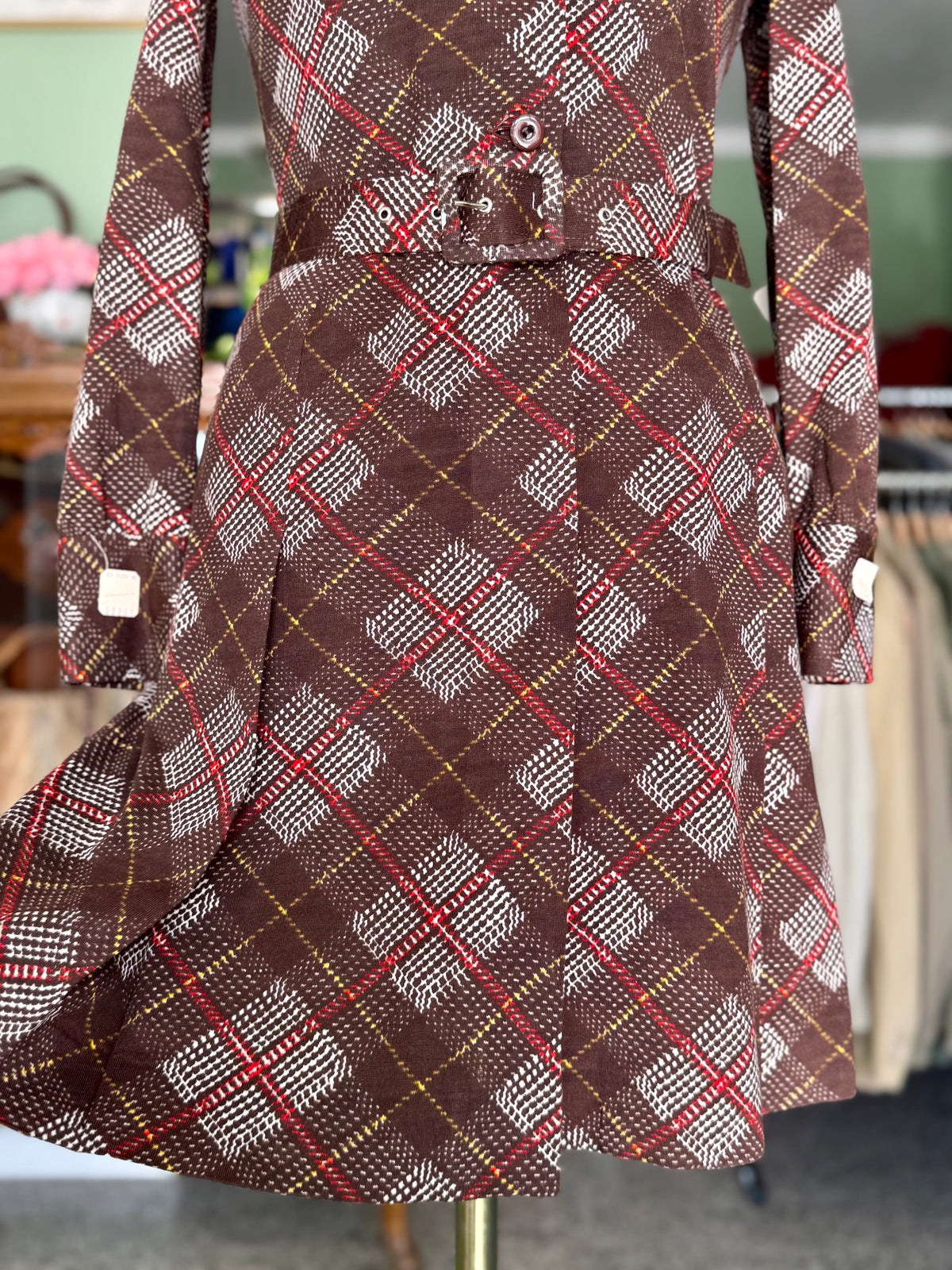 Abito anni ‘70 tartan fondo di magazzino - TG. 38