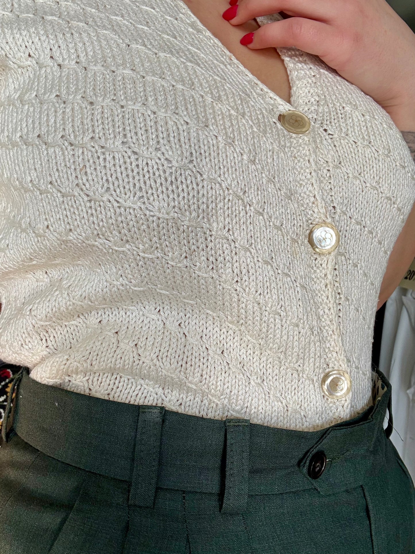 Cardigan artigianale panna - TG. 40