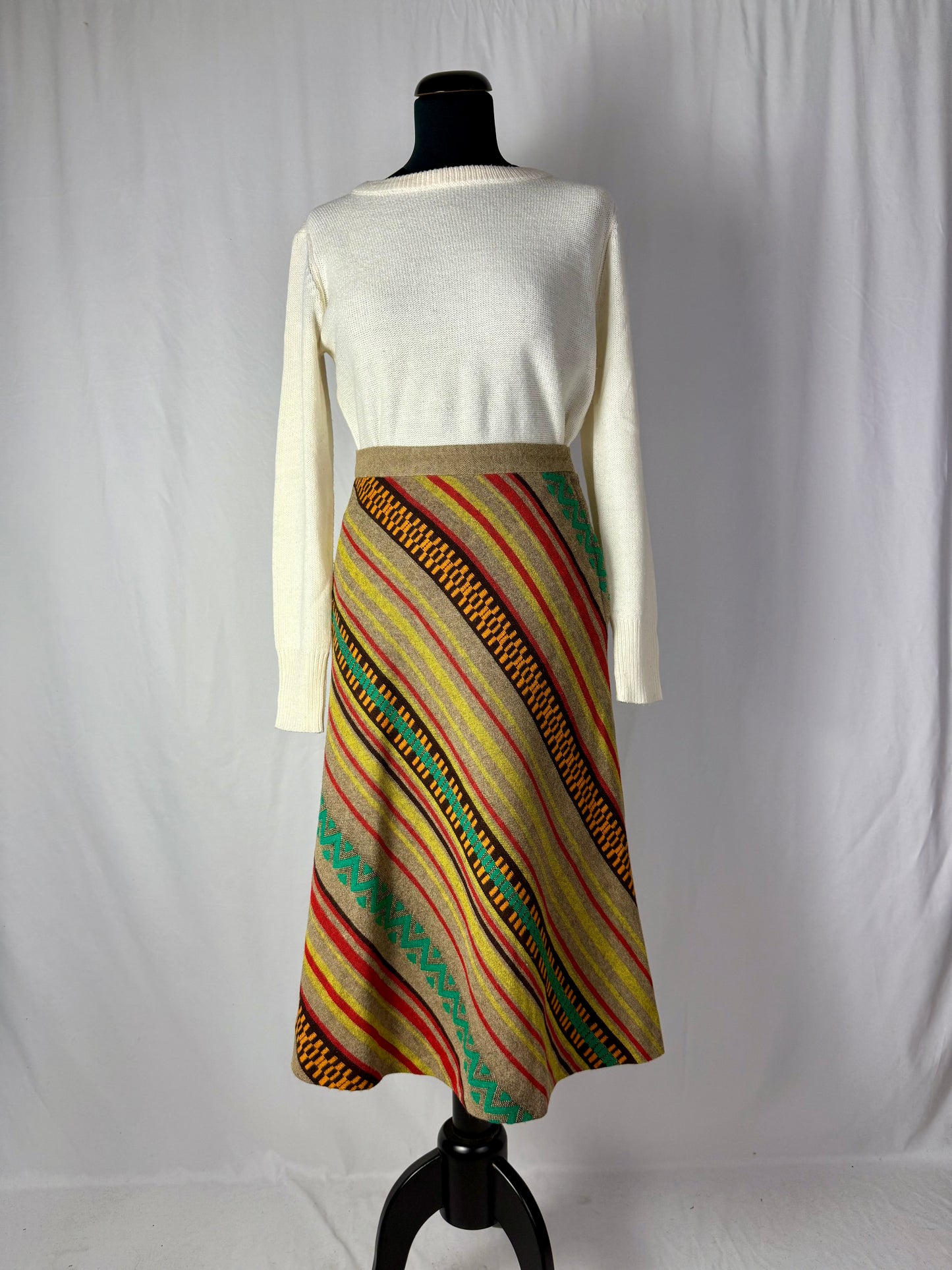 Gonna anni ’70 in lana etnica multicolore - TG. 40