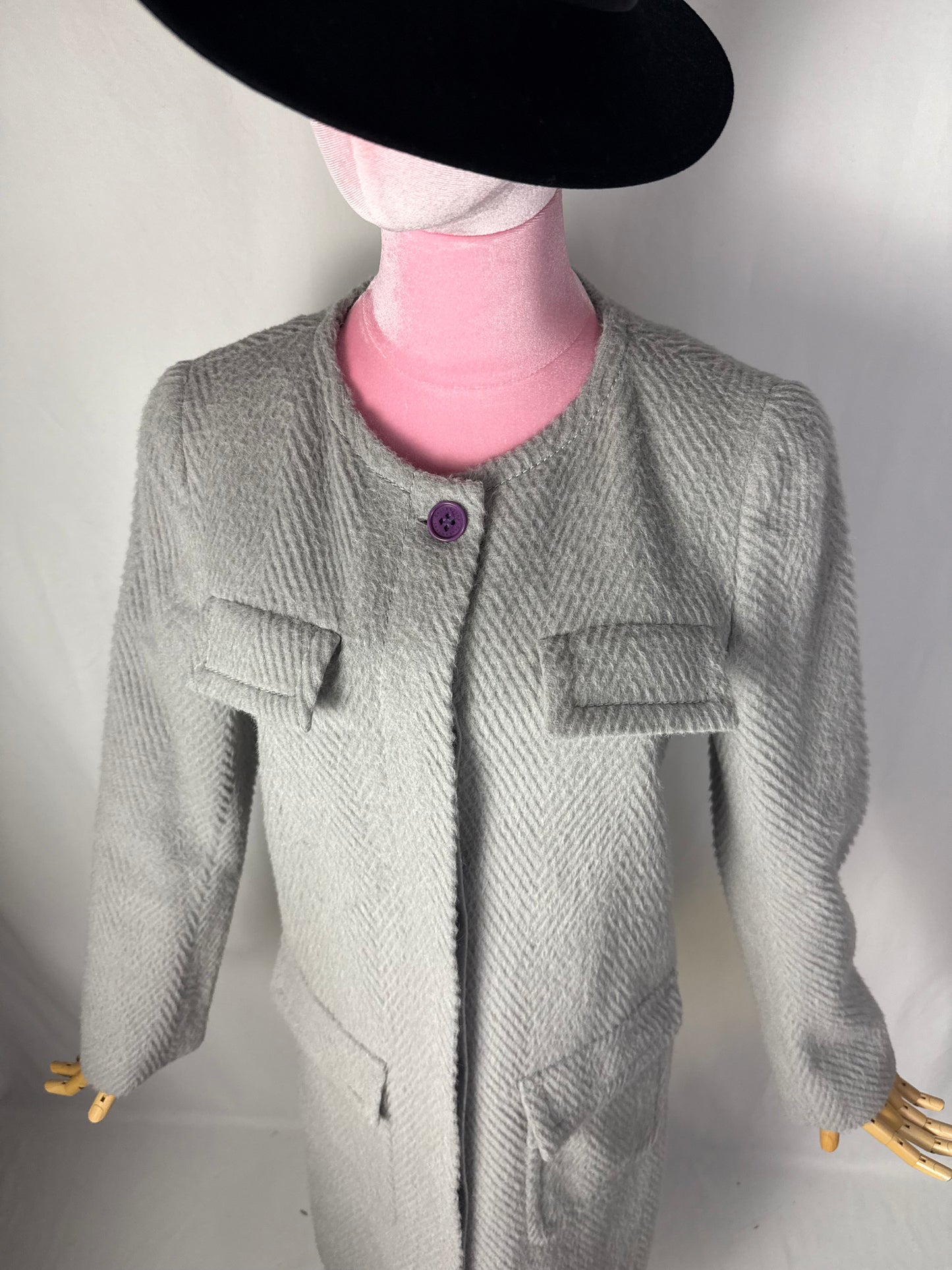 Cappotto sartoriale Ballantyne in lana spigata grigio chiaro – Made in Italy - TG. 40