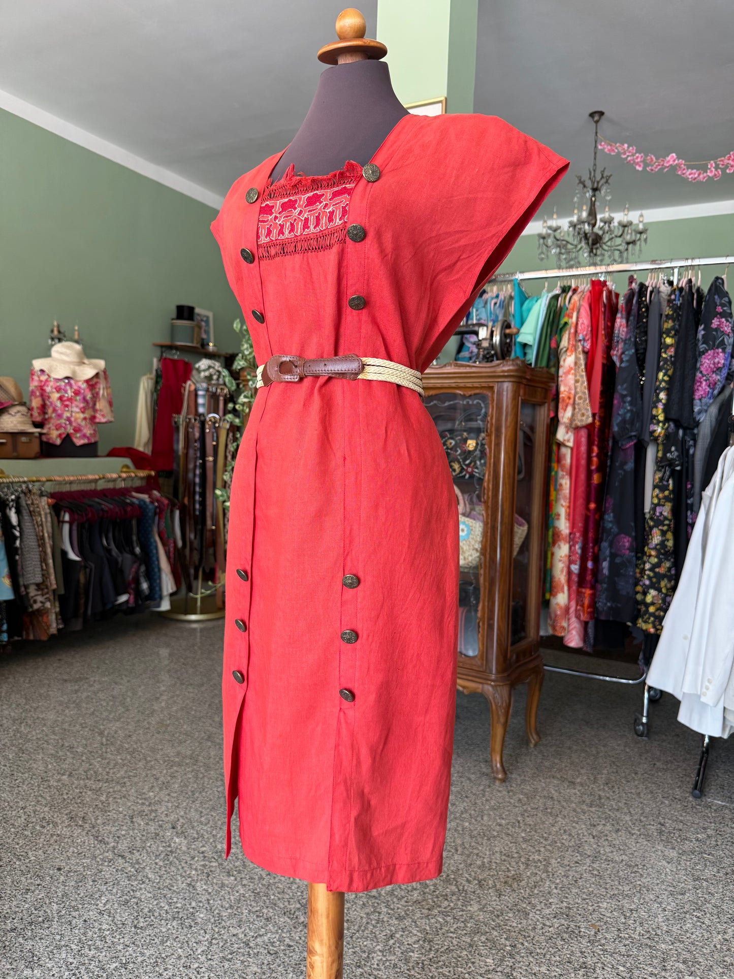 Abito rosso in 100% lino - TG. 44