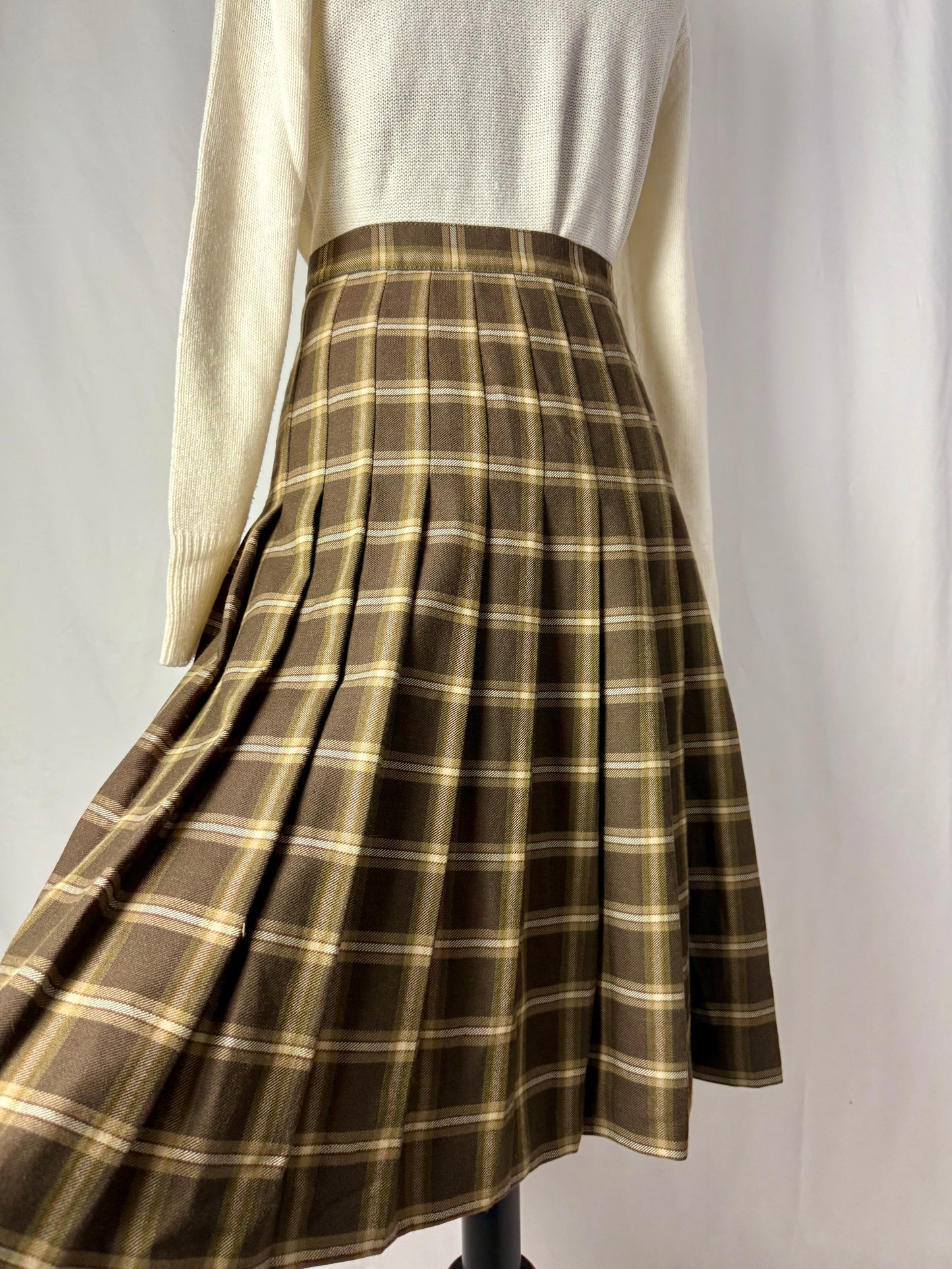 Gonna tartan in pura lana quadri marroni - TG. 46