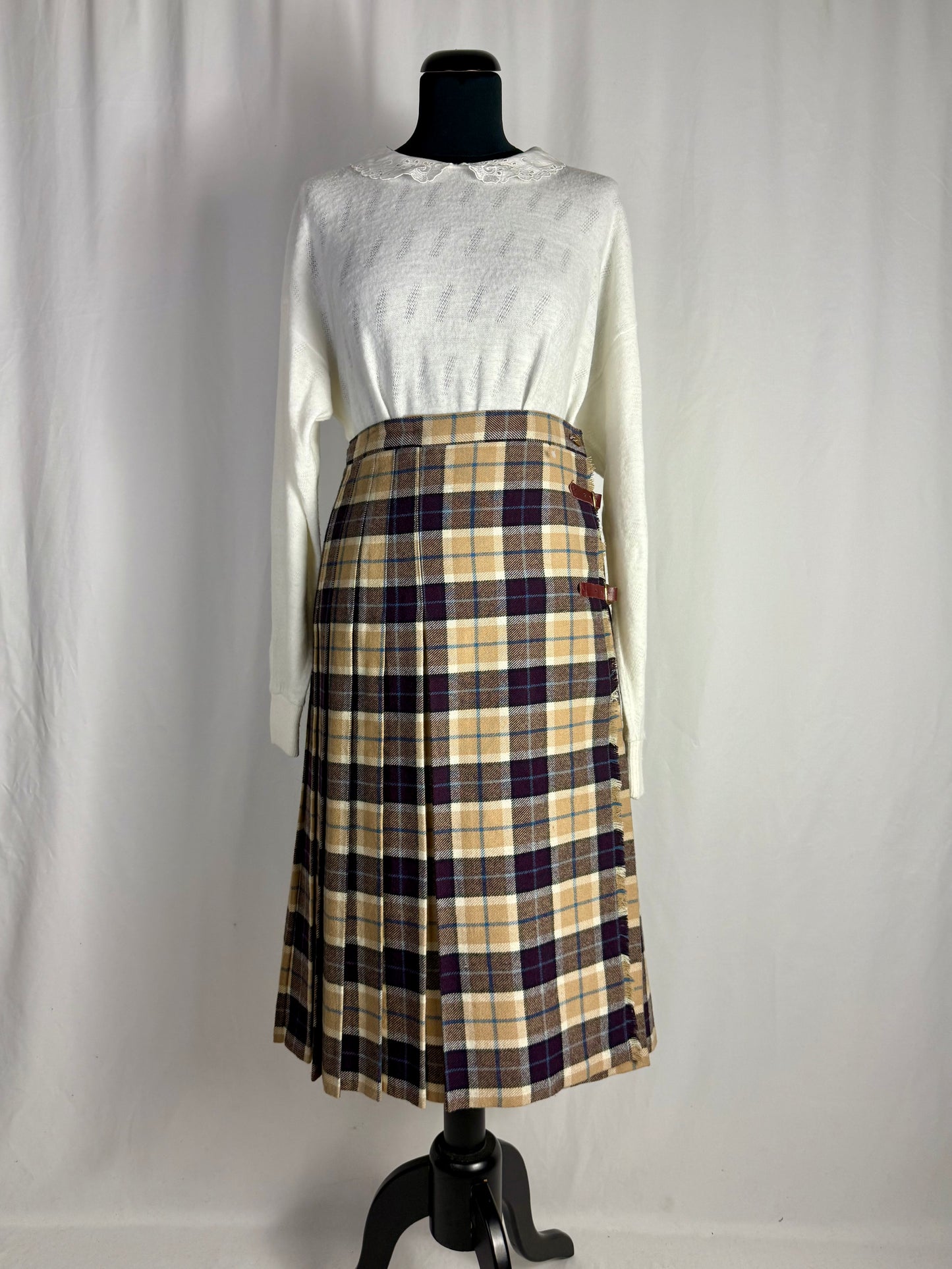 Gonna tartan a portafoglio con fibbie in pelle - TG. 38/40