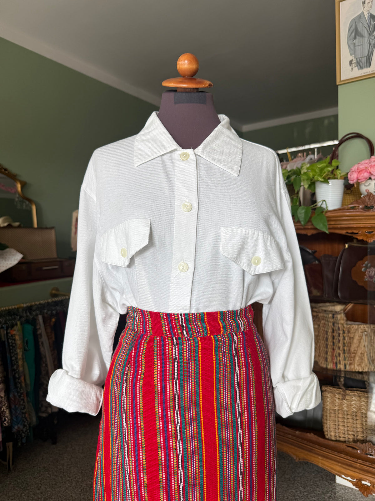 Camicia bianca in piquet di cotone TG. 44/46