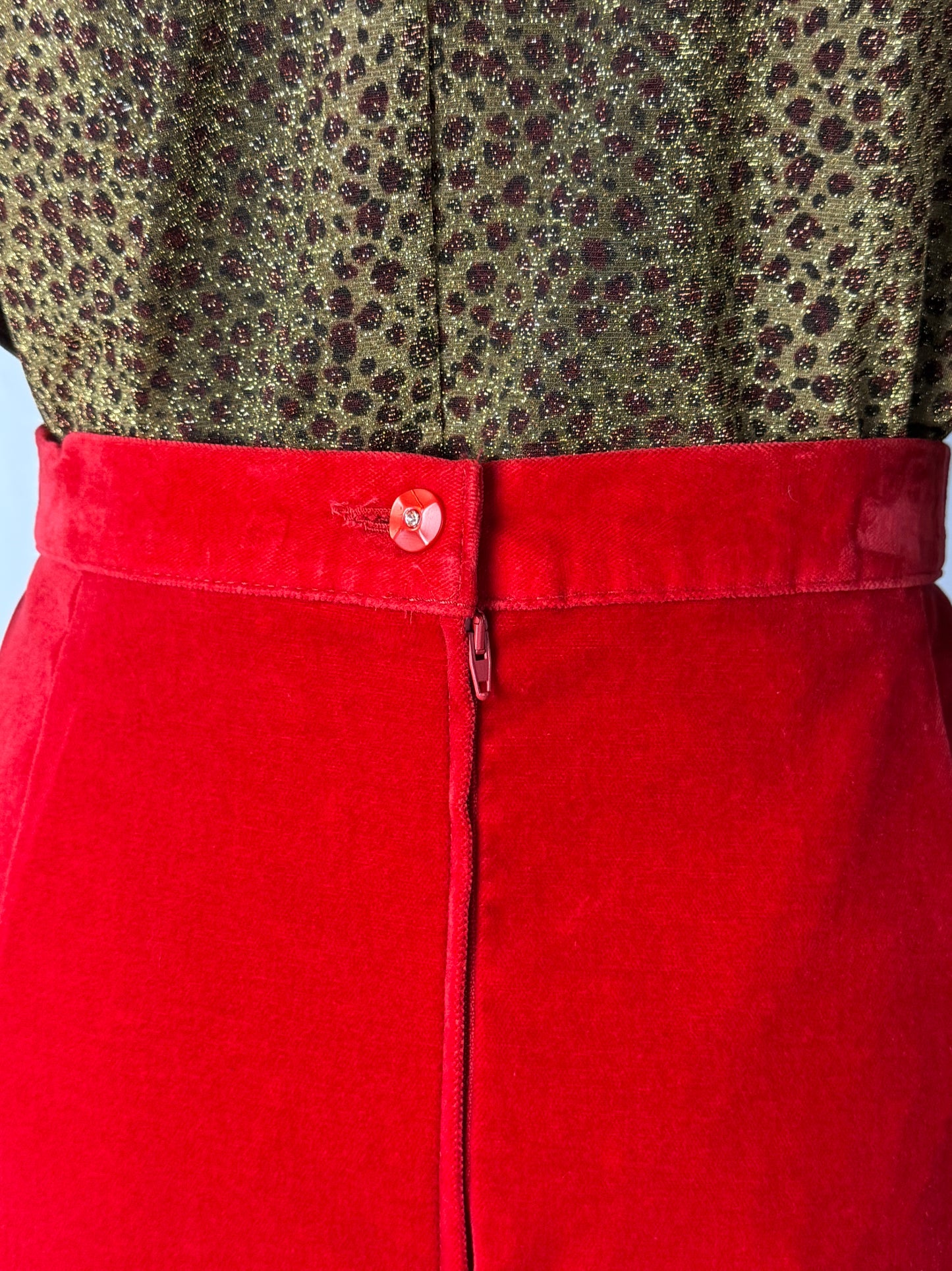 Gonna rossa in velluto di cotone - TG. 46