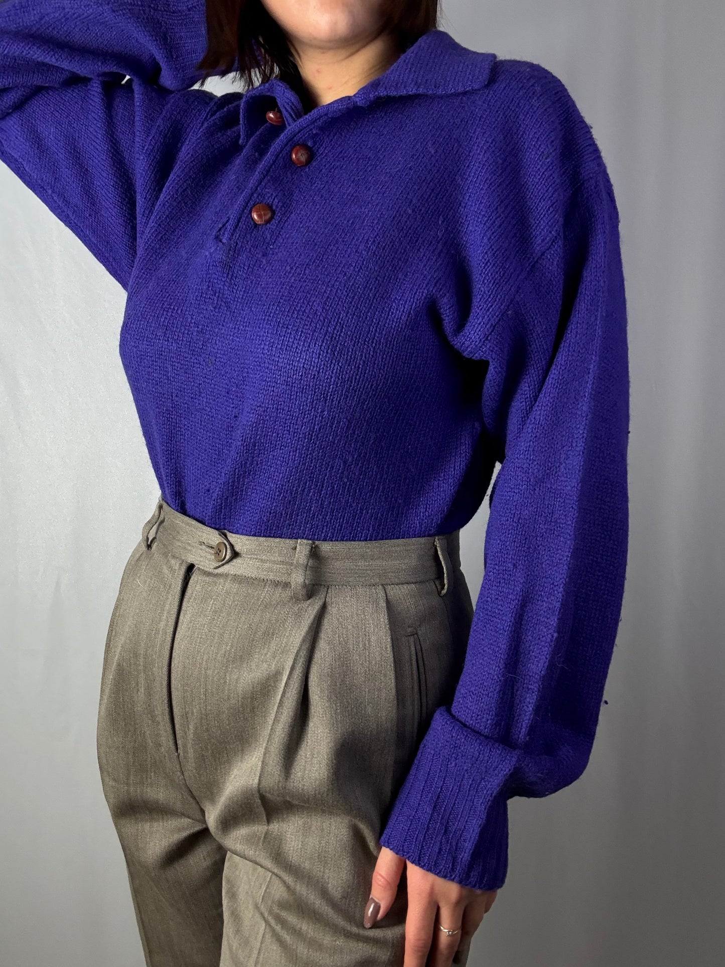 Maglione in pura lana viola - TG. 42 - 46