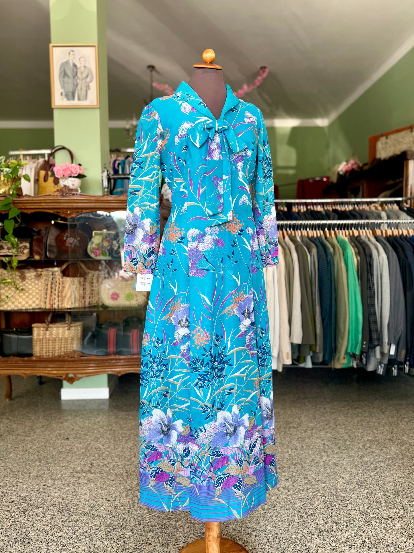 Maxi dress anni ‘70 turchese - TG. 44