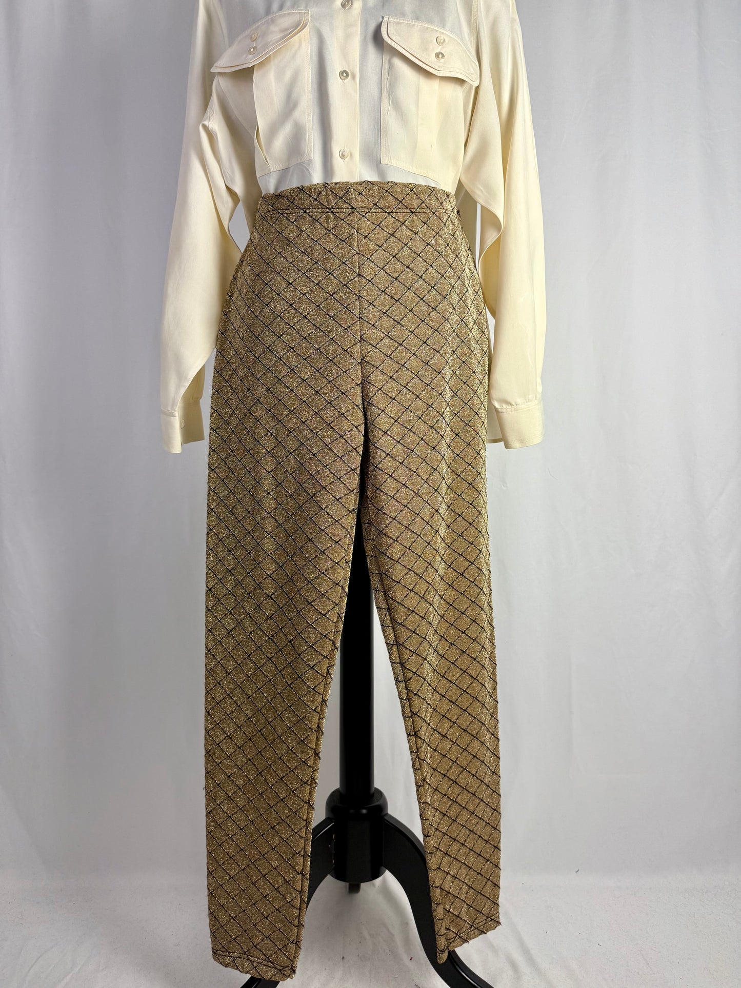 Pantaloni in lurex oro nuovi fondo di magazzino - TG. 40/42