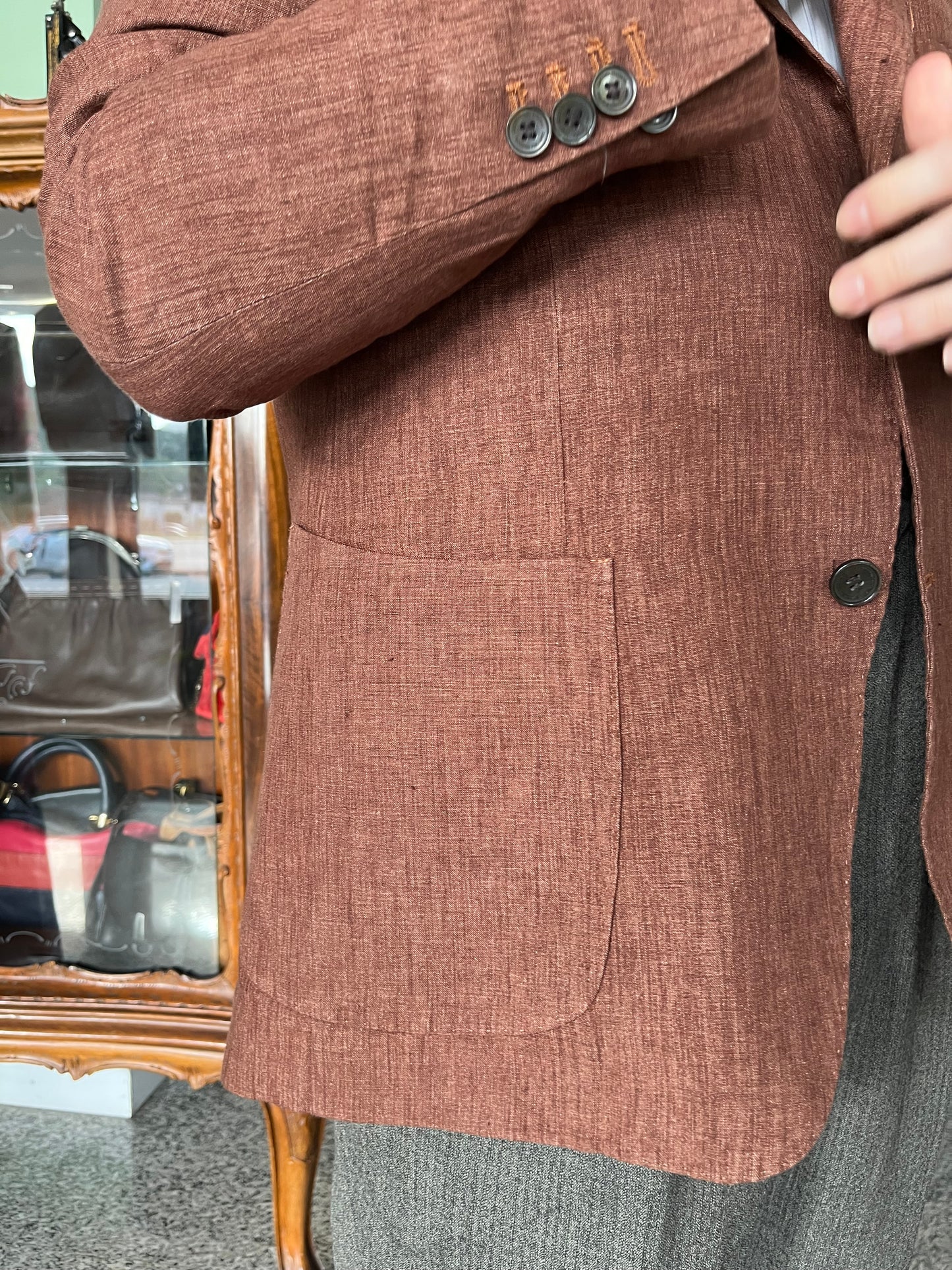 Giacca anni ‘90 lino e lana ruggine tg. 52