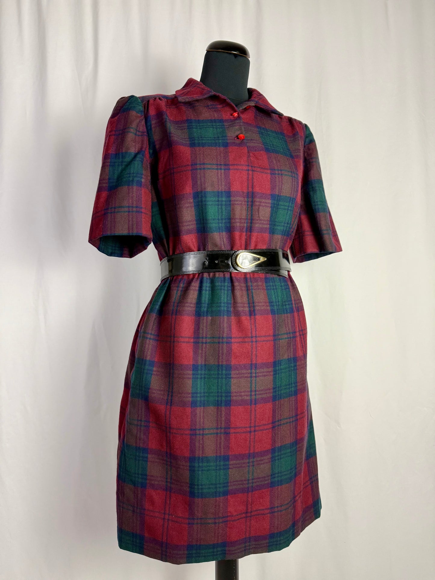 Abito anni ‘80 in lana tartan - TG. 44