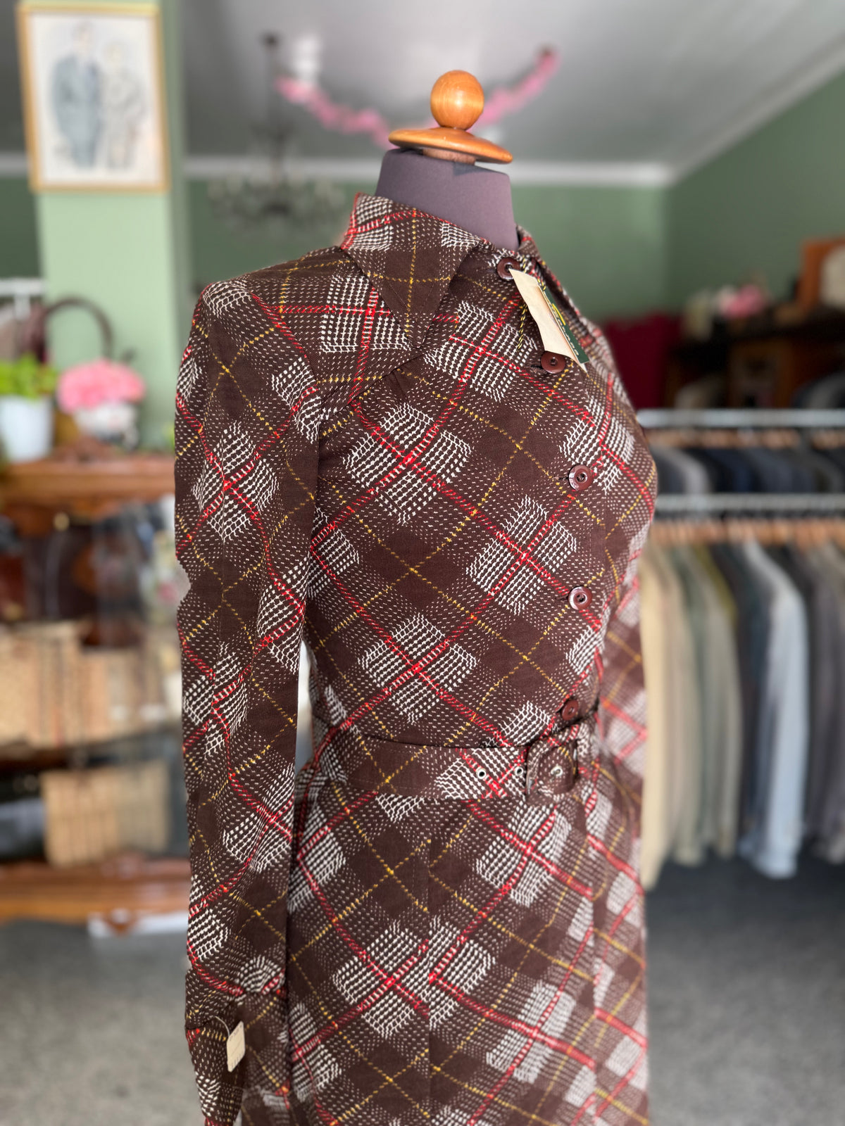 Abito anni ‘70 tartan fondo di magazzino - TG. 38