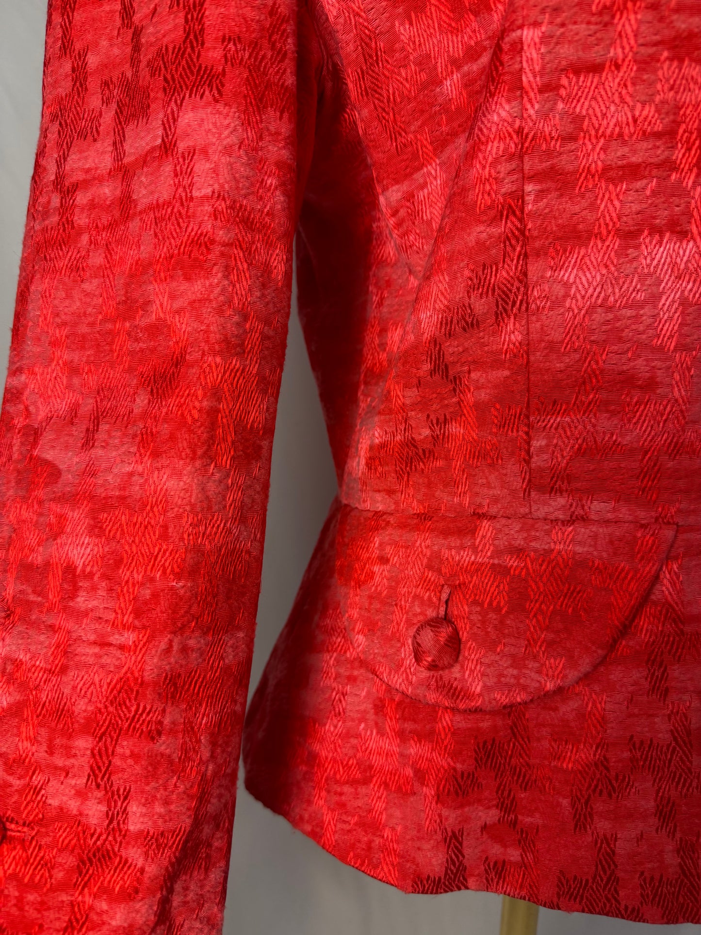 Giacca anni ‘60 color corallo in cotone operato – TG. 44