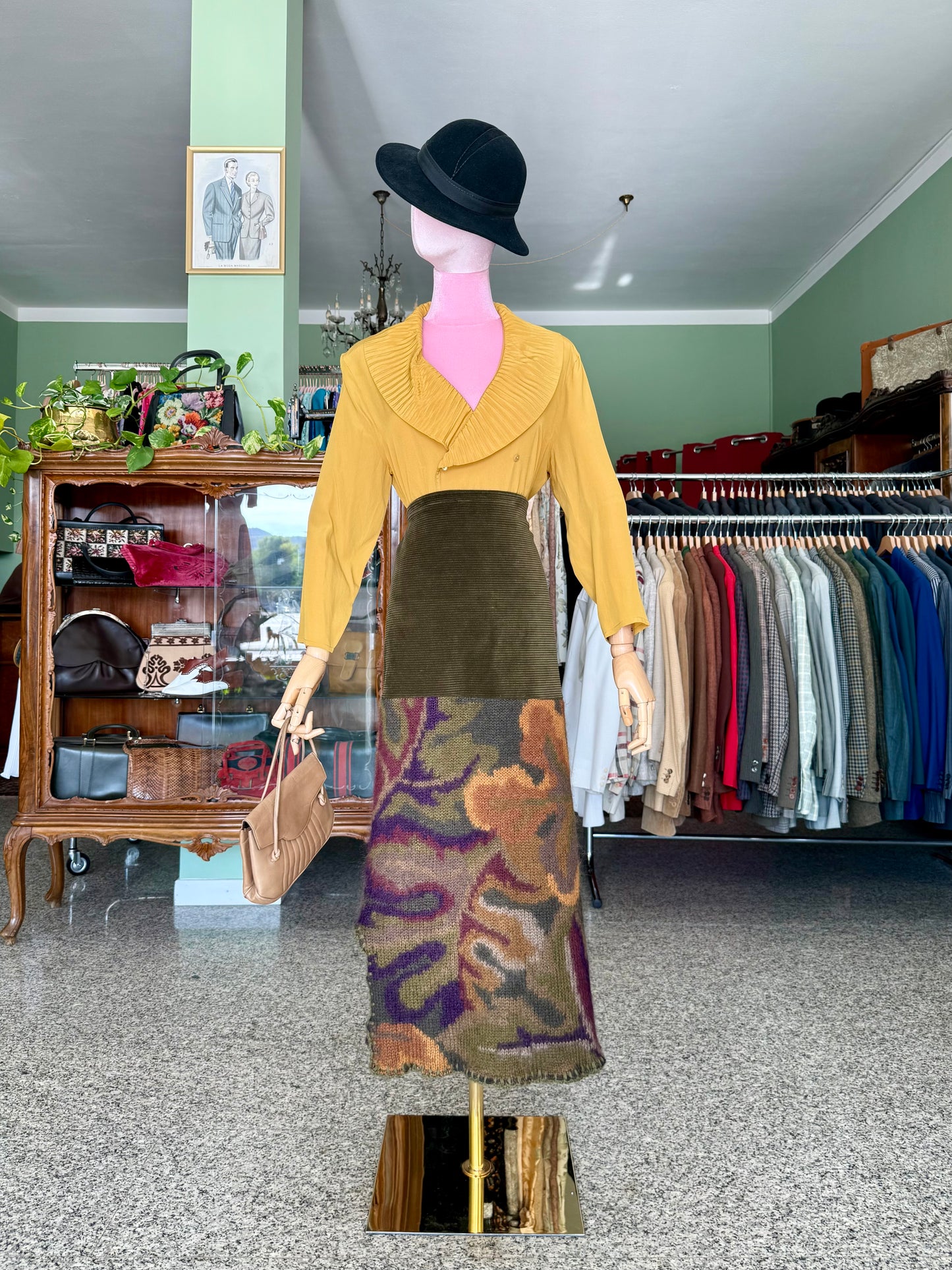 Gonna lunga in lana e velluto - TG. 42 circa