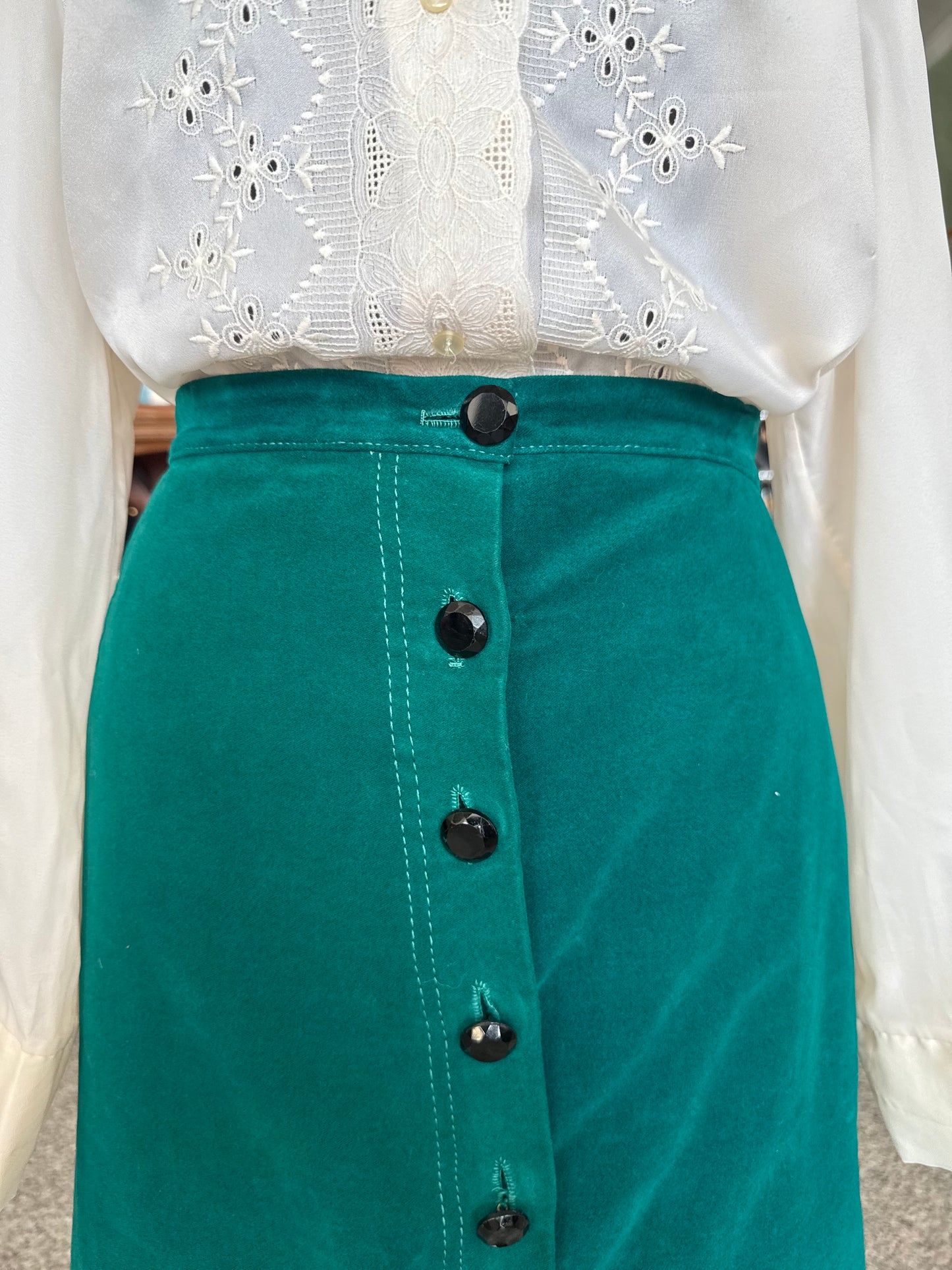 Gonna in velluto verde smeraldo - TG. 52