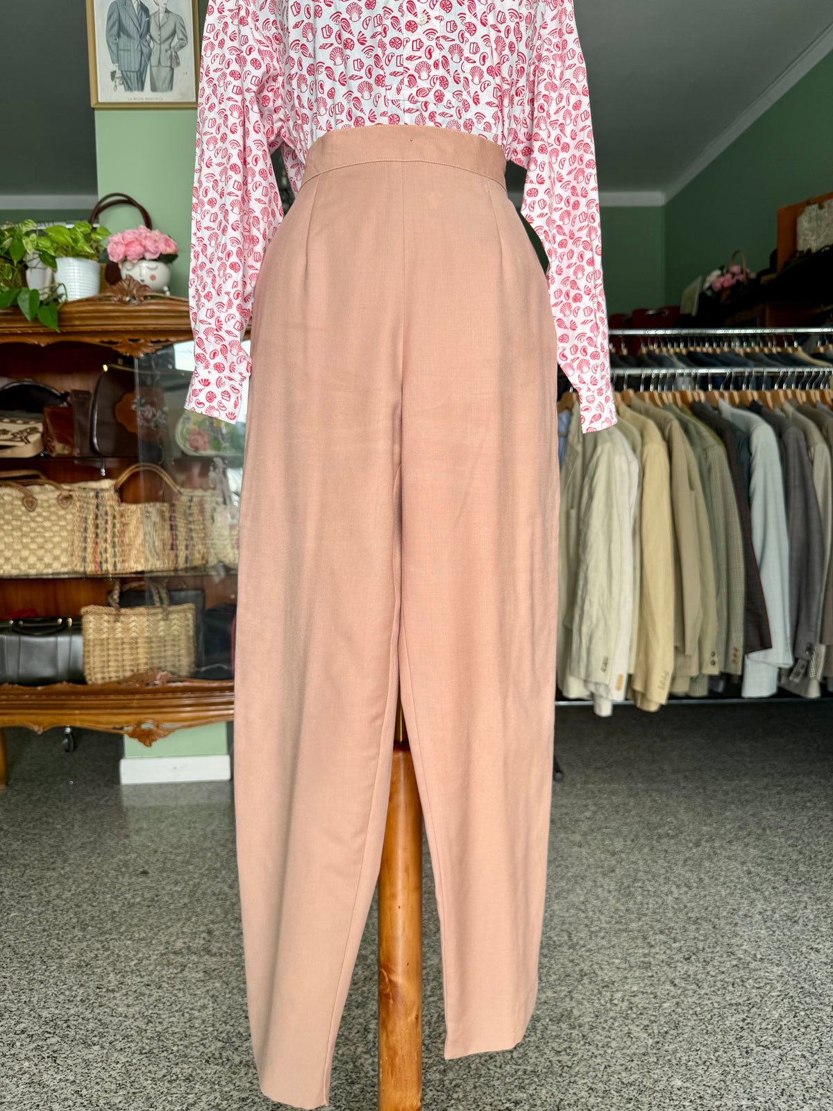 Pantaloni rosa antico in fresco di lana - TG. 42/44