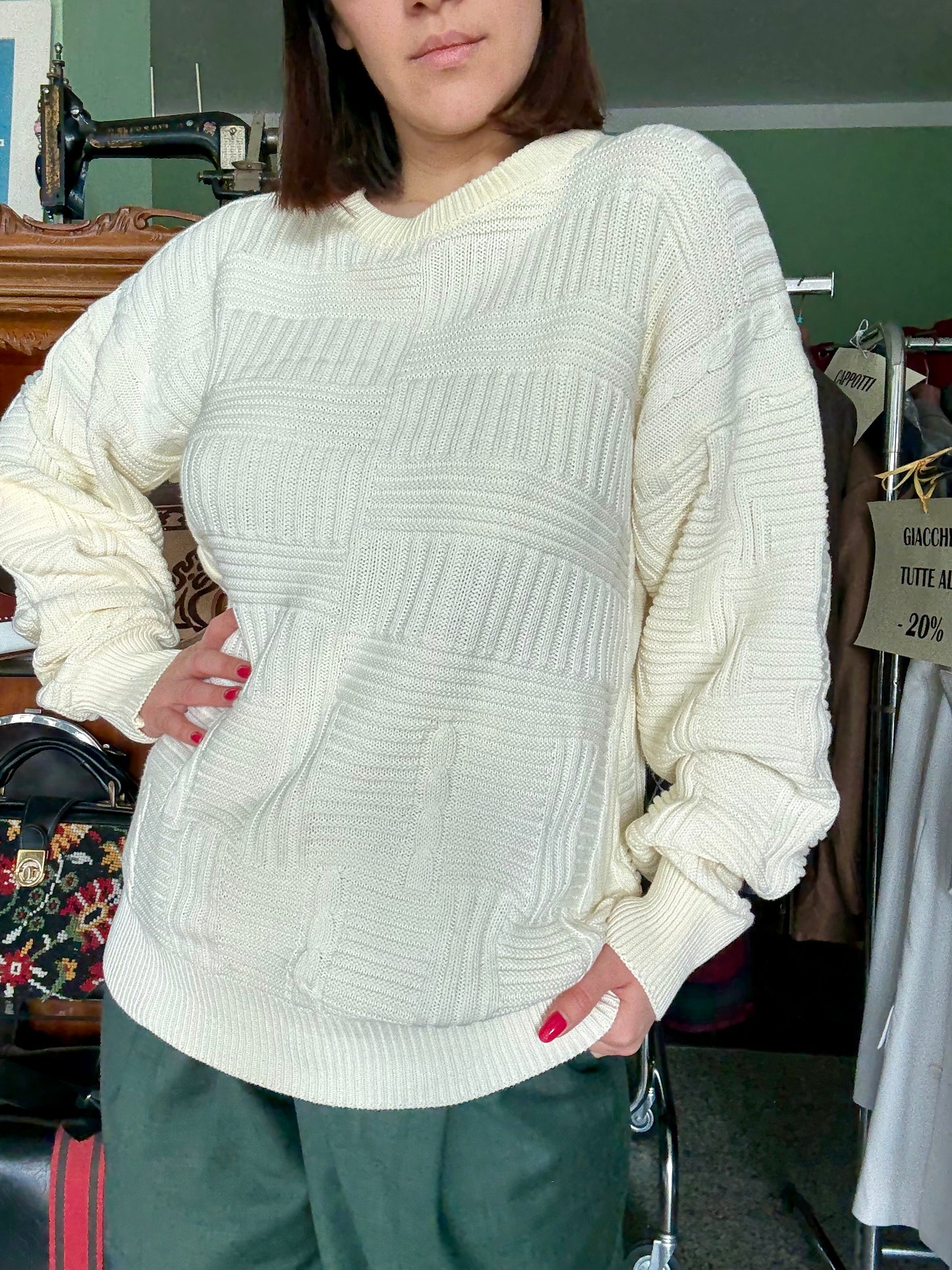 Maglia in cotone panna - TG. L/XL