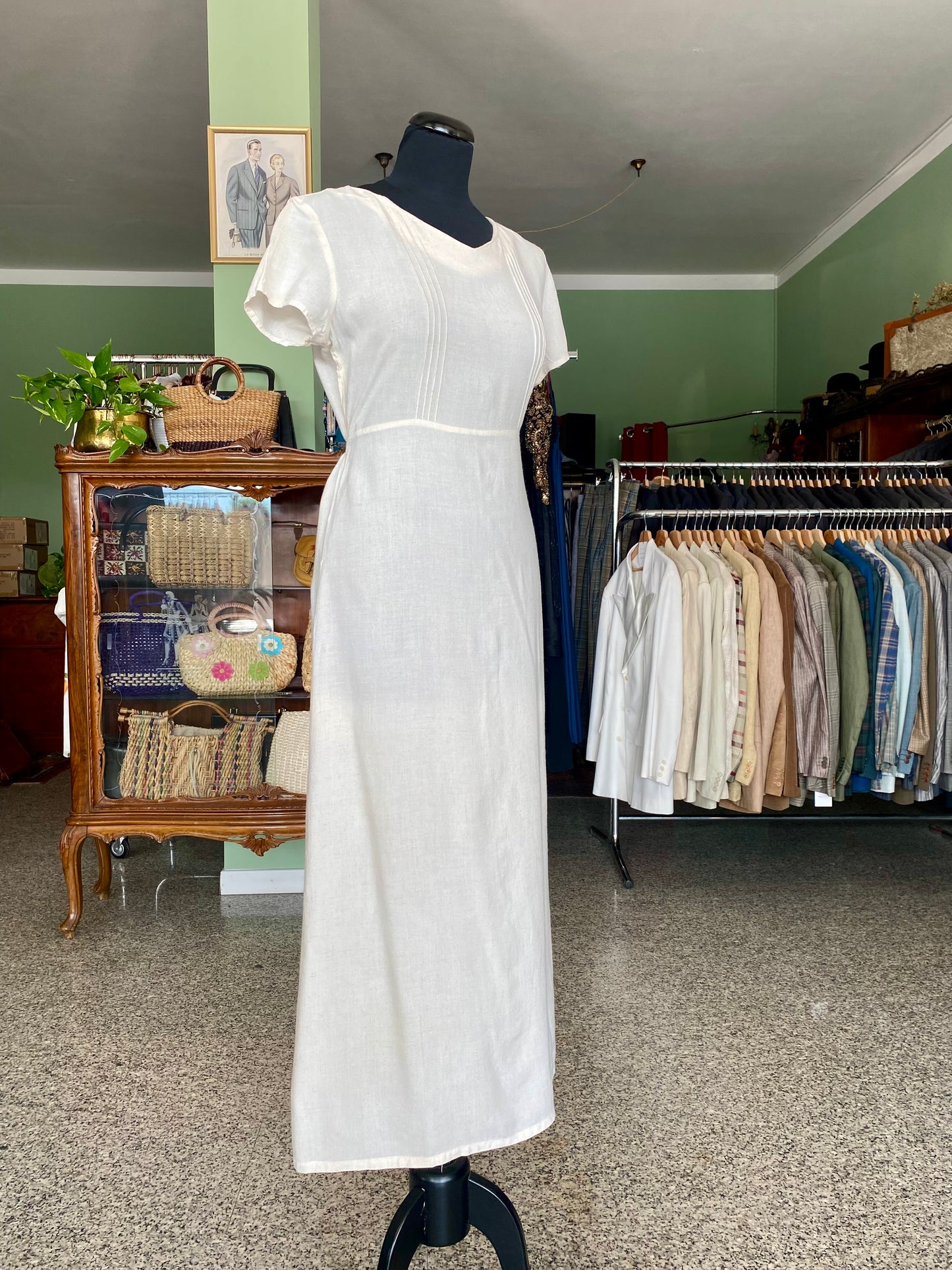 Abito color burro in lino misto cotone - TG. 40/42