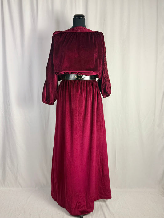 Abito anni ‘80 in velluto bordeaux - TG. 48/50