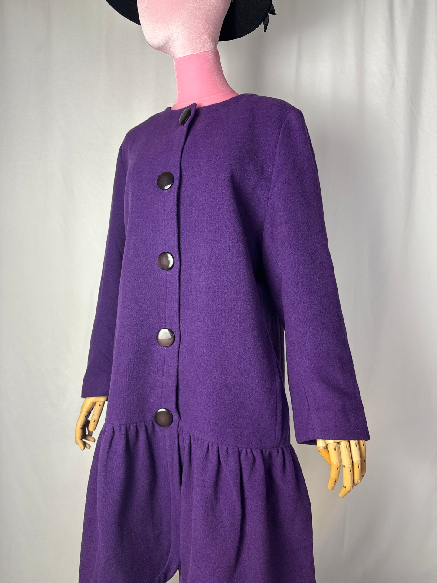 Cappotto in lana anni ‘80 viola - TG. 44