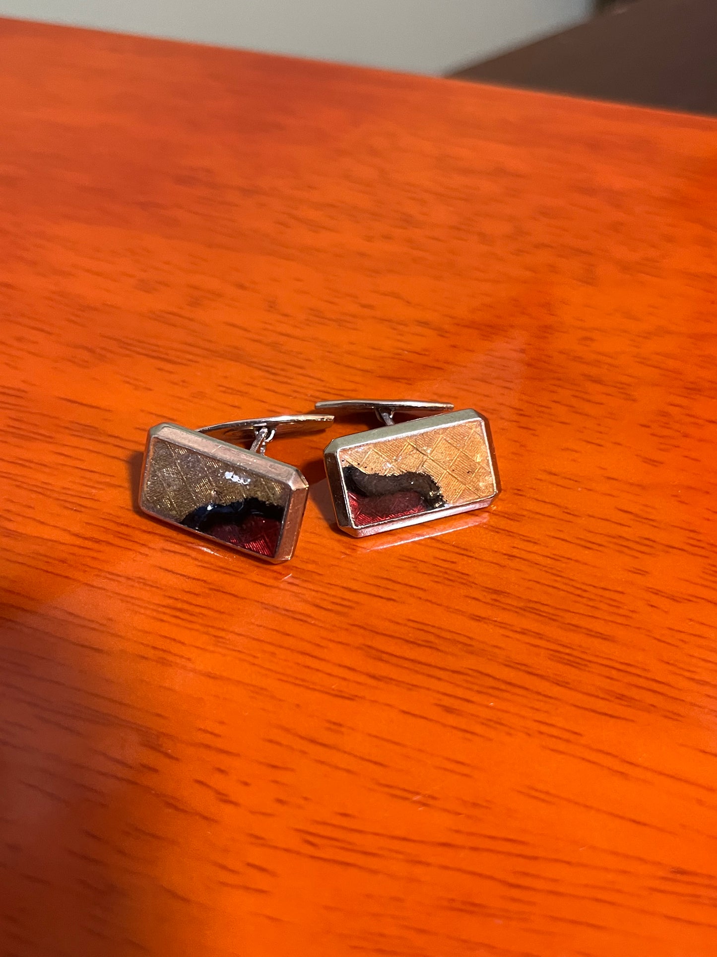 Gemelli argentati rettangolari