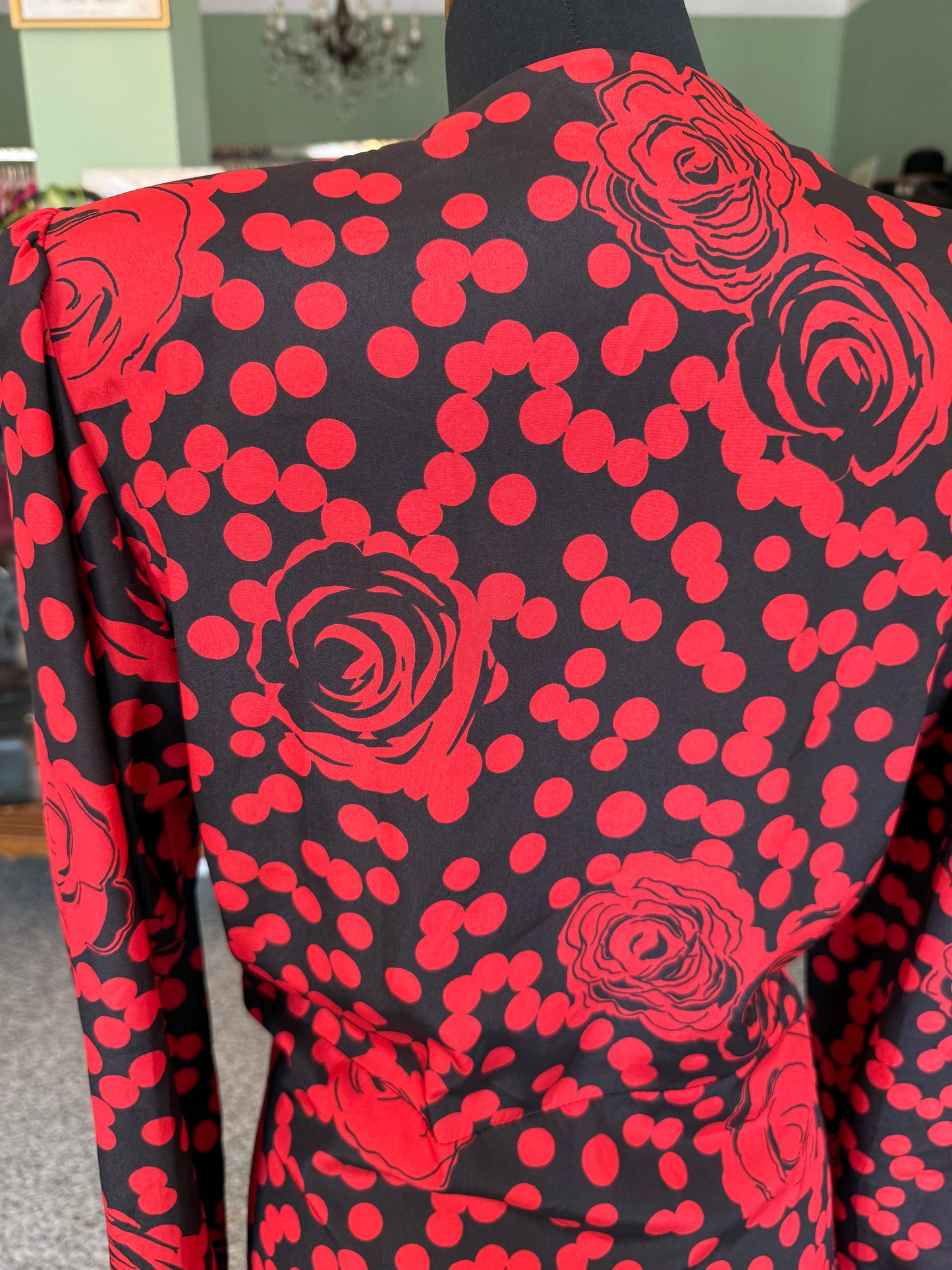 Abito anni ‘80 nero con stampa rossa - TG. 44