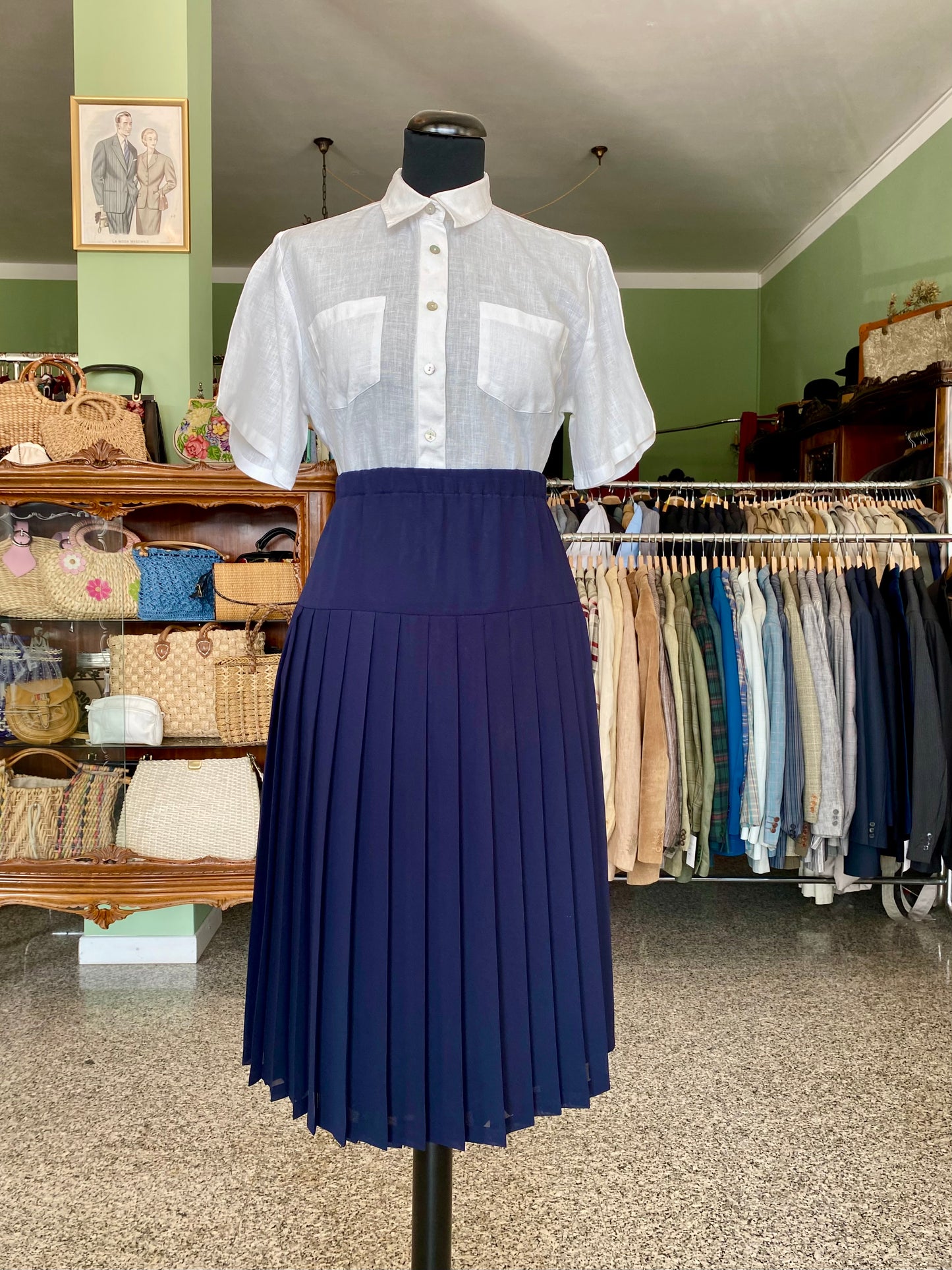 Gonna classica blu plissettata - TG. 50/52