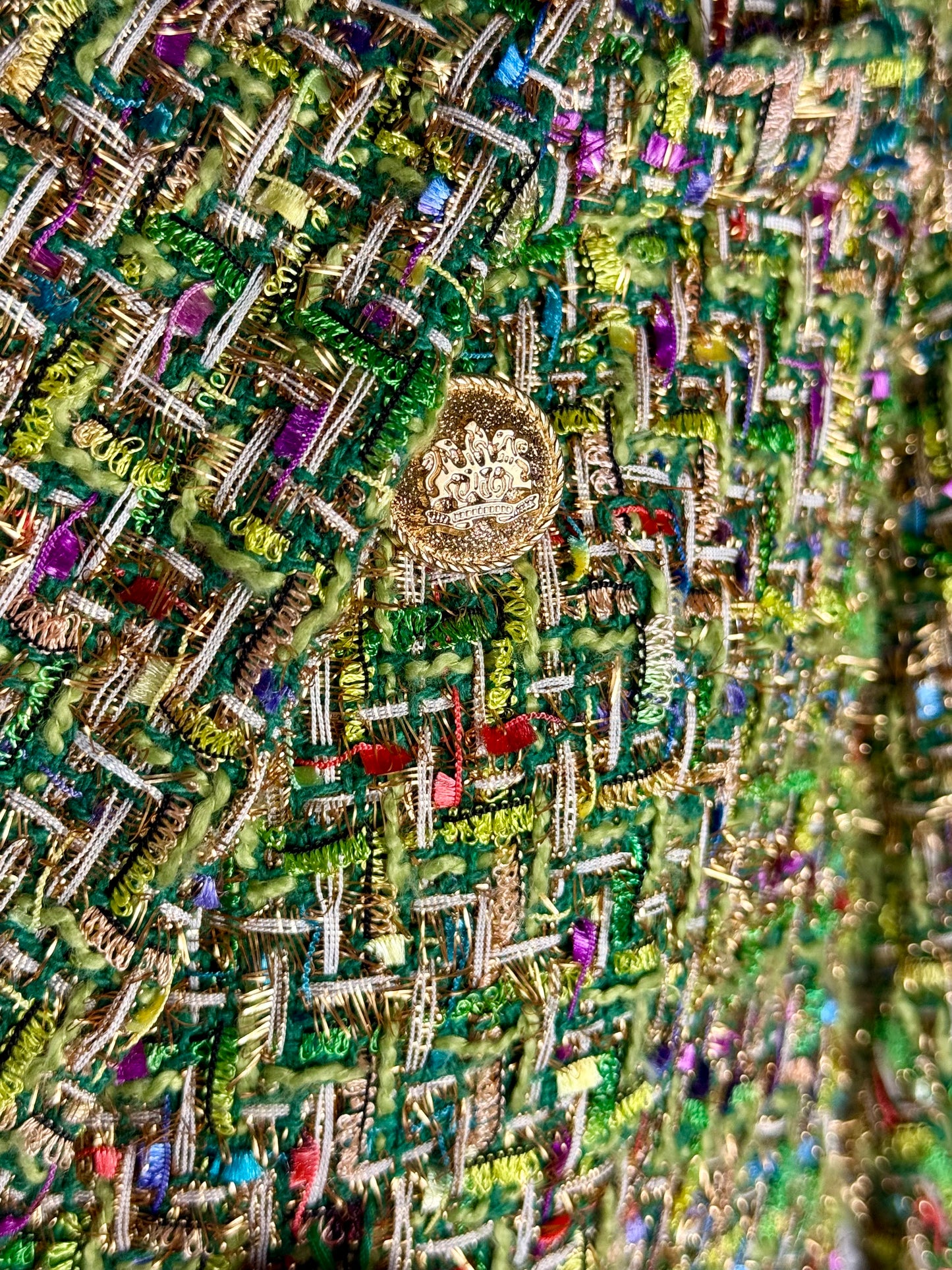 Blazer anni ’90 in tweed multicolor verde - TG. 40/42