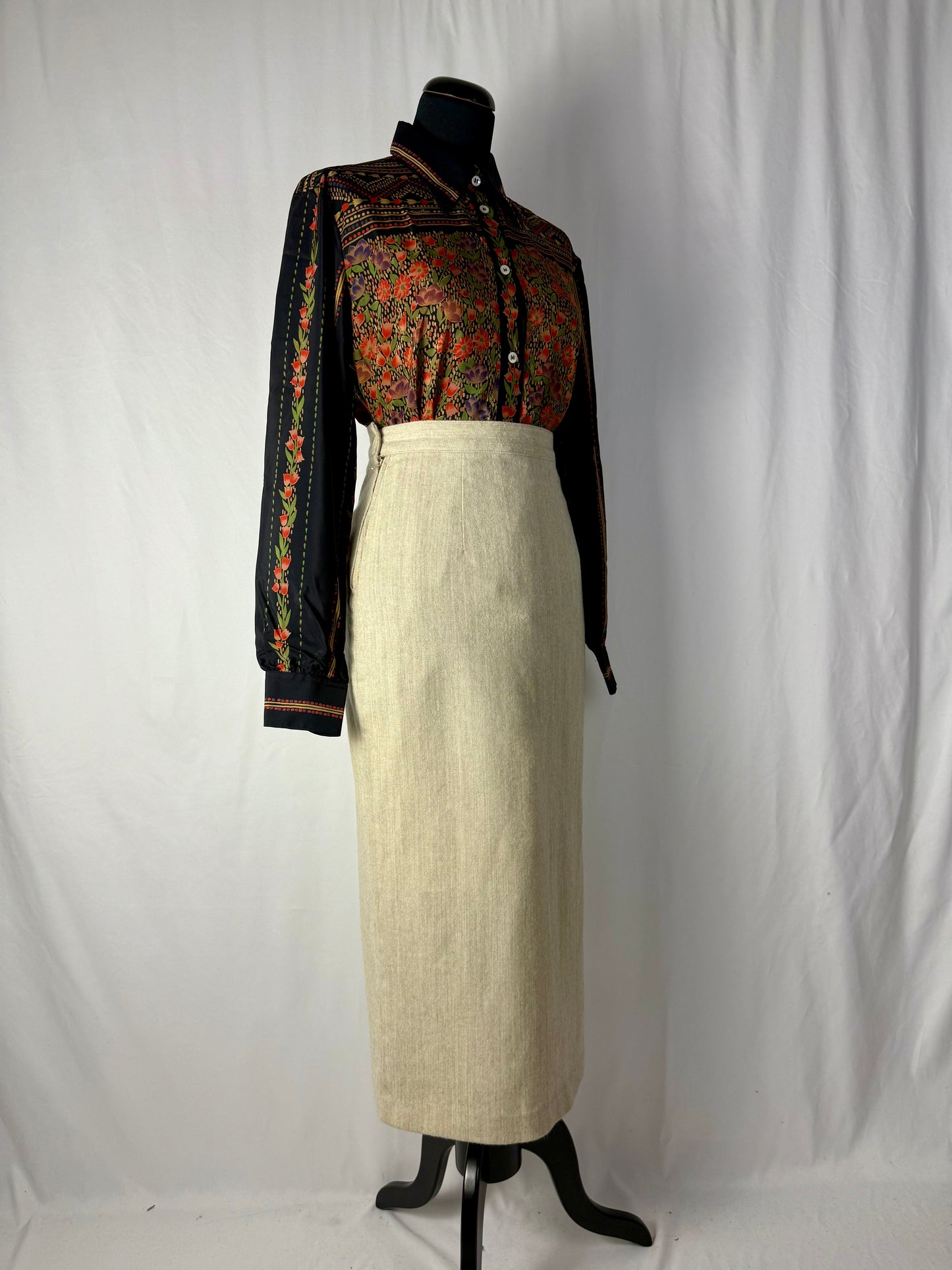 Gonna longuette beige in lana - TG. 38