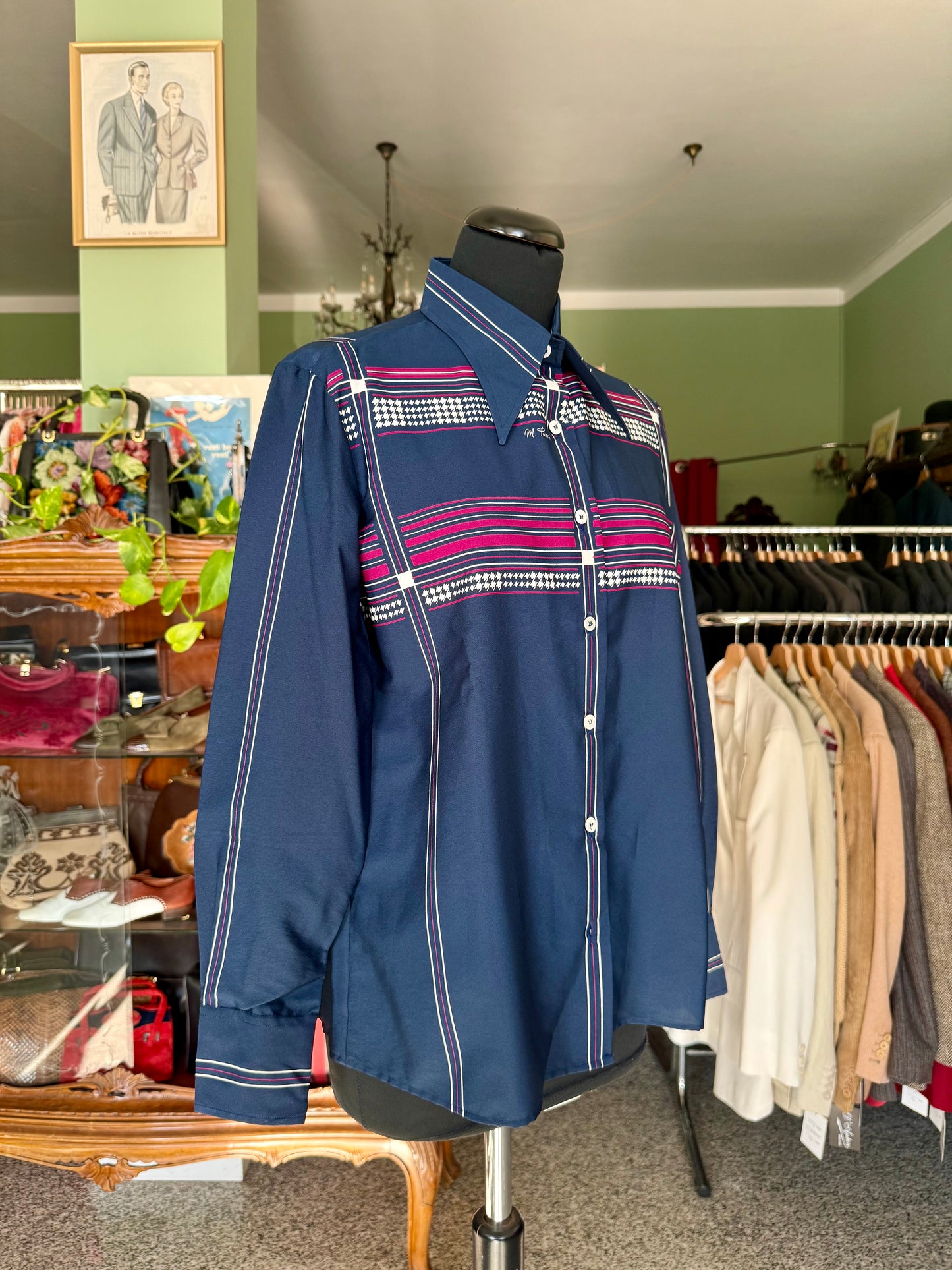 Camicia blu a motivi geometrici - TG. 44