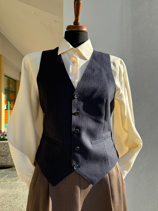 Gilet blu notte gessato - TG. 40/42